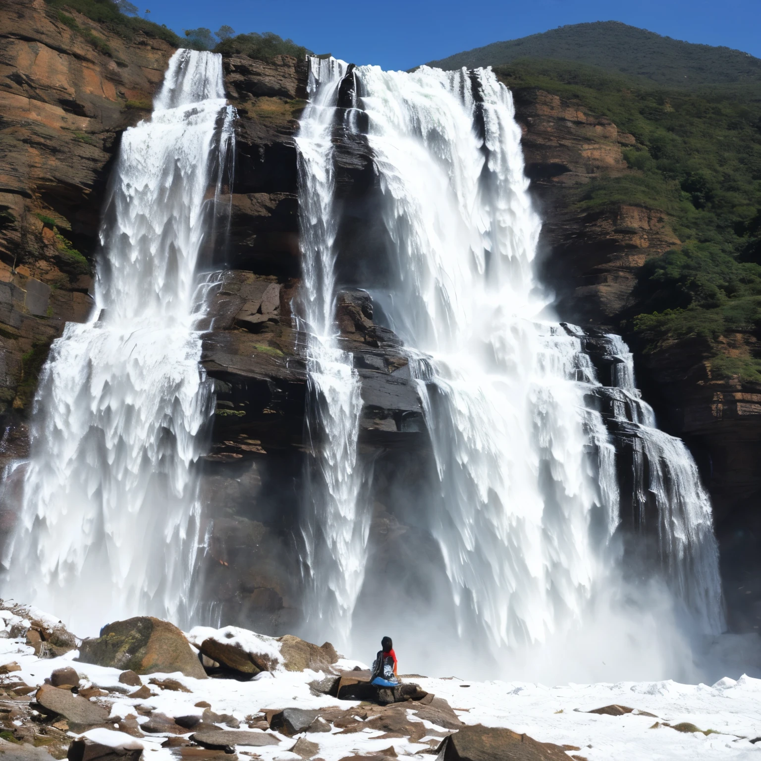 [[[A little closer、]]]Everest tributaries、A huge waterfall completely frozen、