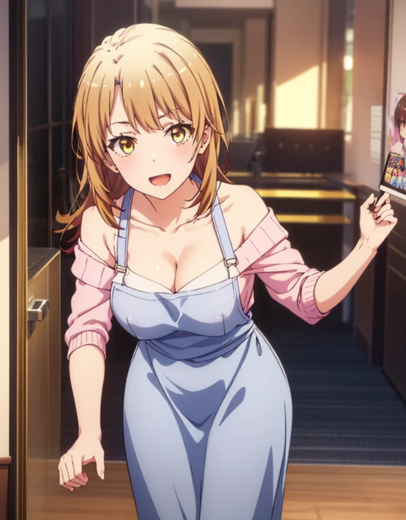 irohaisshiki, Isshiki Iroha,Long Hair, Brown Hair, ponytail,(Brown eyes:1.5), night,happy smile, smile, Open your mouth,
Off-the-shoulder sweater,Long skirt,indoor slippers,apron,Entrance,As if your whole body is in the illustration,
break indoors,indoor Entrance,
break looking at viewer,(Cowboy Shot:1. 5)
break (masterpiece:1.2), highest quality, High resolution, unity 8k wallpaper, (shape:0.8), (Beautiful and detailed:1.6), Highly detailed face, Perfect lighting, Extremely detailed CG, (Perfect hands, Perfect Anatomy),Camel Toe、Giant tit、Nipple Puffs、Cleavage、Plump、Super big breasts、Super big butt