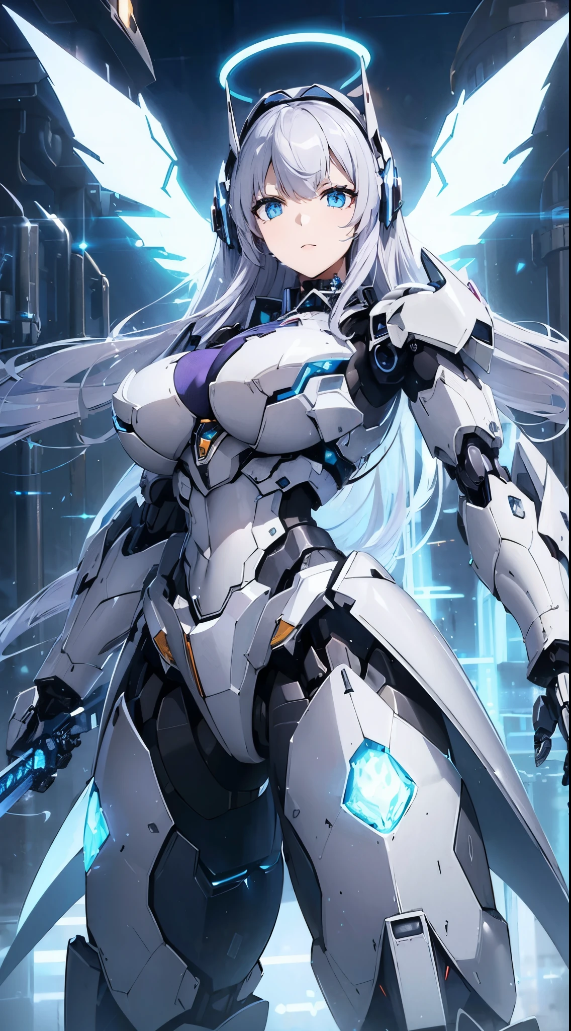 Blue shining mechanical eyes