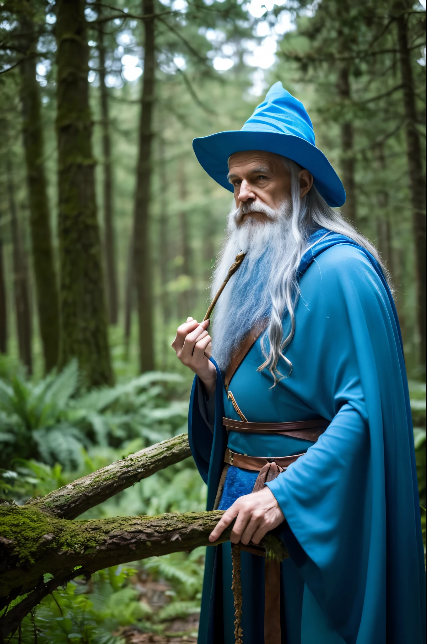 Petr Pavel as a Wizard, In the woods, Gandalf Cosplay, Blue Cape, Blue hat