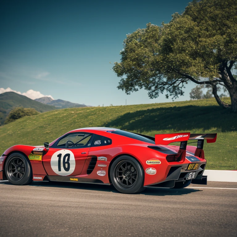 (high quality, detailed, Professional),Old racing car, Old historical racing car, Sports Compact, Like wildspeed, (Realistic) rendering, (Vibrant colors), (High resolution), (ultra-detailed), (Sharp focus), (physically-based rendering), (Studio Lighting), (masterpiece:1.2), (Side view), (landscape), (Bokeh),  