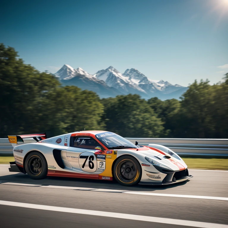 (high quality, detailed, Professional),Old racing car, Old historical racing car, Sports Compact, Like wildspeed, (Realistic) rendering, (Vibrant colors), (High resolution), (ultra-detailed), (Sharp focus), (physically-based rendering), (Studio Lighting), (masterpiece:1.2), (Side view), (landscape), (Bokeh),