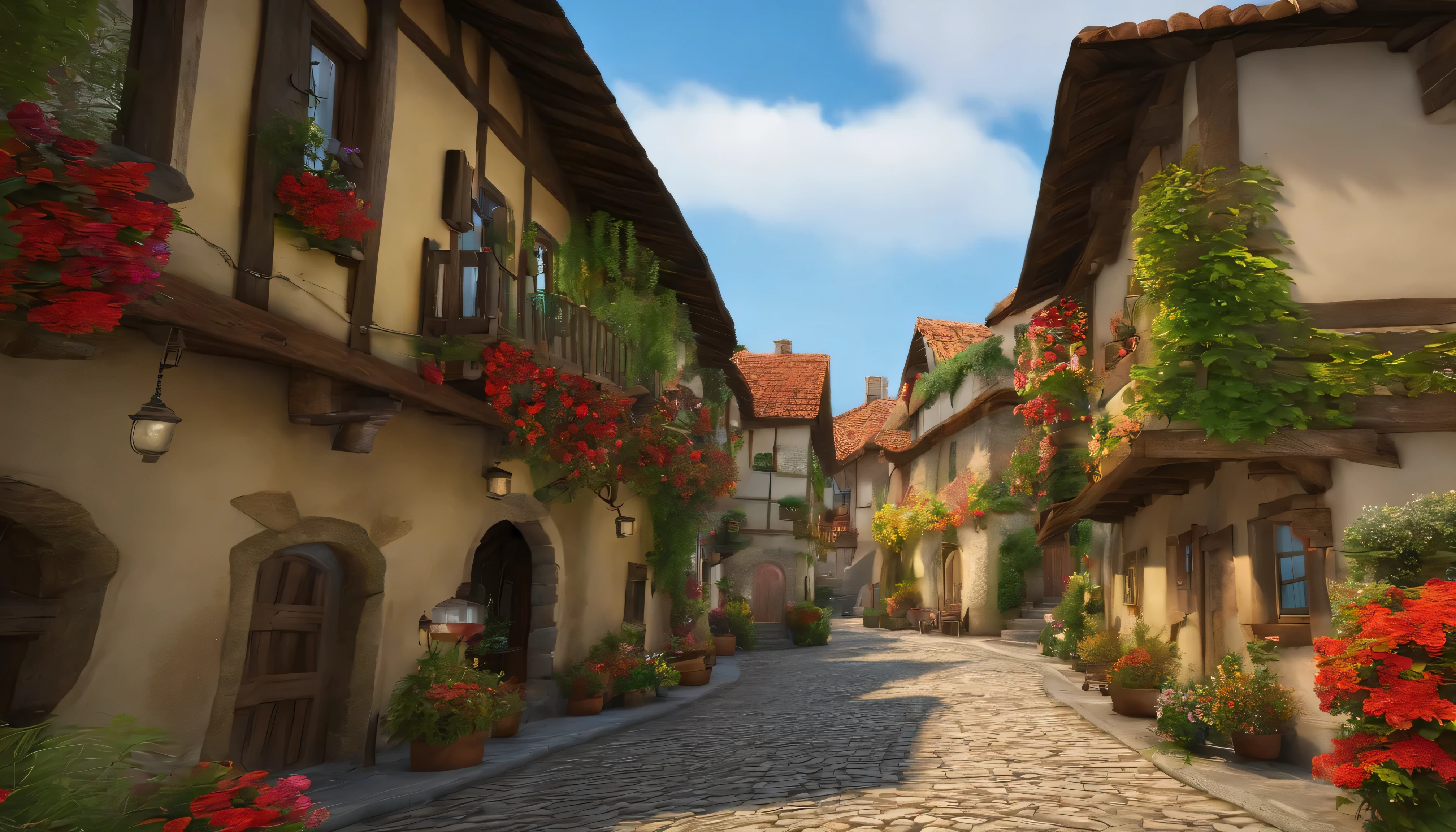 "A quiet and picturesque village, (((Big Village))).where the story unfolds. Peaceful and enchanting atmosphere, With vintage charm. Quaint Cottage, Cobblestone Street, And the flowers bloom. (Include elements such as: Villagers, Day々Activities, Traditional customs, festival). Immersive colors and soft lighting bring a sense of warmth and nostalgia. Capturing the essence of community and the joy of simple pleasures. Take us to a world of tranquility and fun stories."