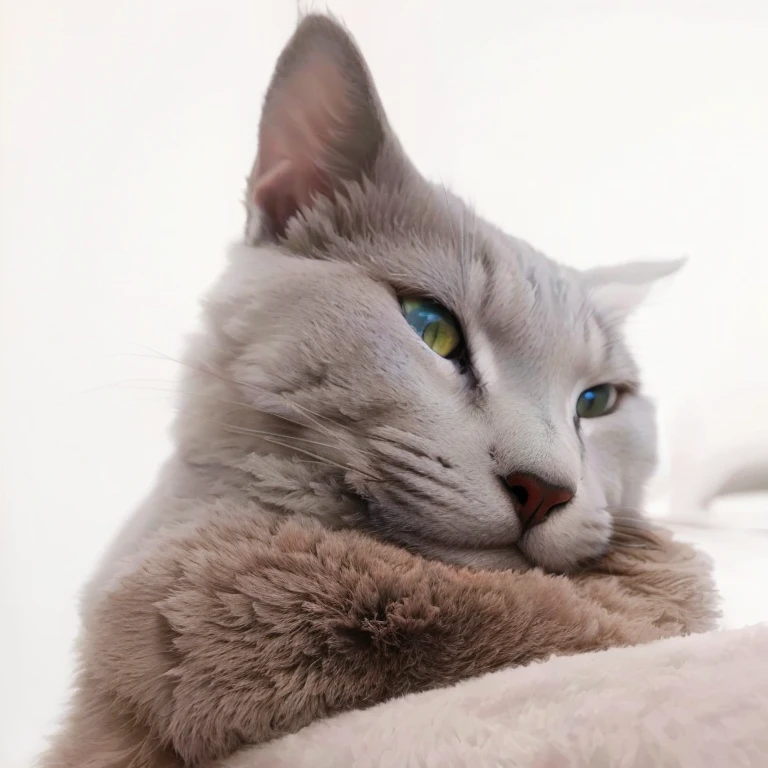Russian Blue,fluffy,Small Crown,Red Cape
