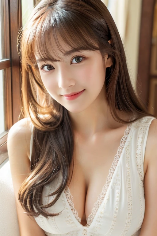 (((8k,Attention to detail,Attention to detail、highest quality,masterpiece,Attention to detail,))),RAW Photos & Realistic atmosphere,beautiful黒い瞳,Mouth Details,Glossy Lips,Thin eyebrows,beautiful Eyes、Soft white skin that shines in every detail、彼女の深い黒色の目はとてもbeautifulです, とてもbeautiful顔,とてもbeautiful顔、Lively Faces,beautiful, Glowing Lips,beautiful Eyebrows,Infinite Reality, Realistic Young Gravure Idol,Very cute woman , Young Gravure Idol, Young Gravure Idol, とても美しくてかわいいbeautiful 21 year old 美女,Incredibly beautiful and elegant,beautiful 21 year old 美女,Natural soft light,A little brown hair,(Shiny Hair,,beautiful and kind eyes:1.5),A kind smile,Shapely breasts,Medium Long Hair,beautiful posture,No makeup,Watching the Future,