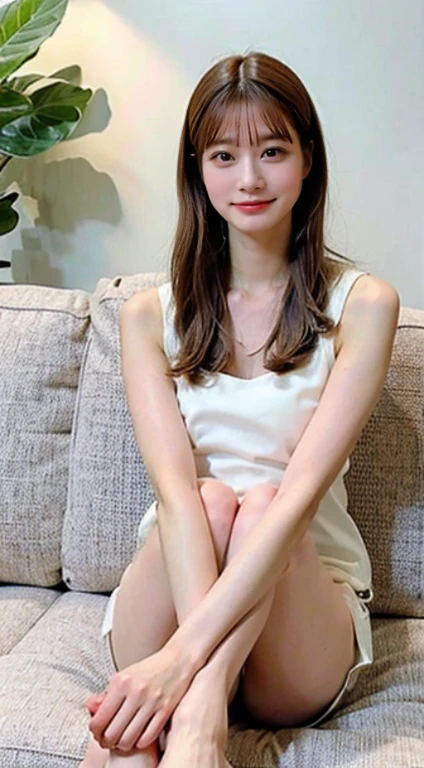 1 girl、whole body、smile、Lots of eyelashes、Add shine to your eyelids、skeletally correct、Various poses、White Bikini,Bedroom、On the bed,(Full legs),Ultra-high resolution,High Detail,Brighten the shadow contrast,Facial lighting ,Cinema Lighting,masterpiece,Super detailed,high quality,16k,High Contrast, Spread your legs、Teeth are visible、Showing off your crotch、Making a peace sign
