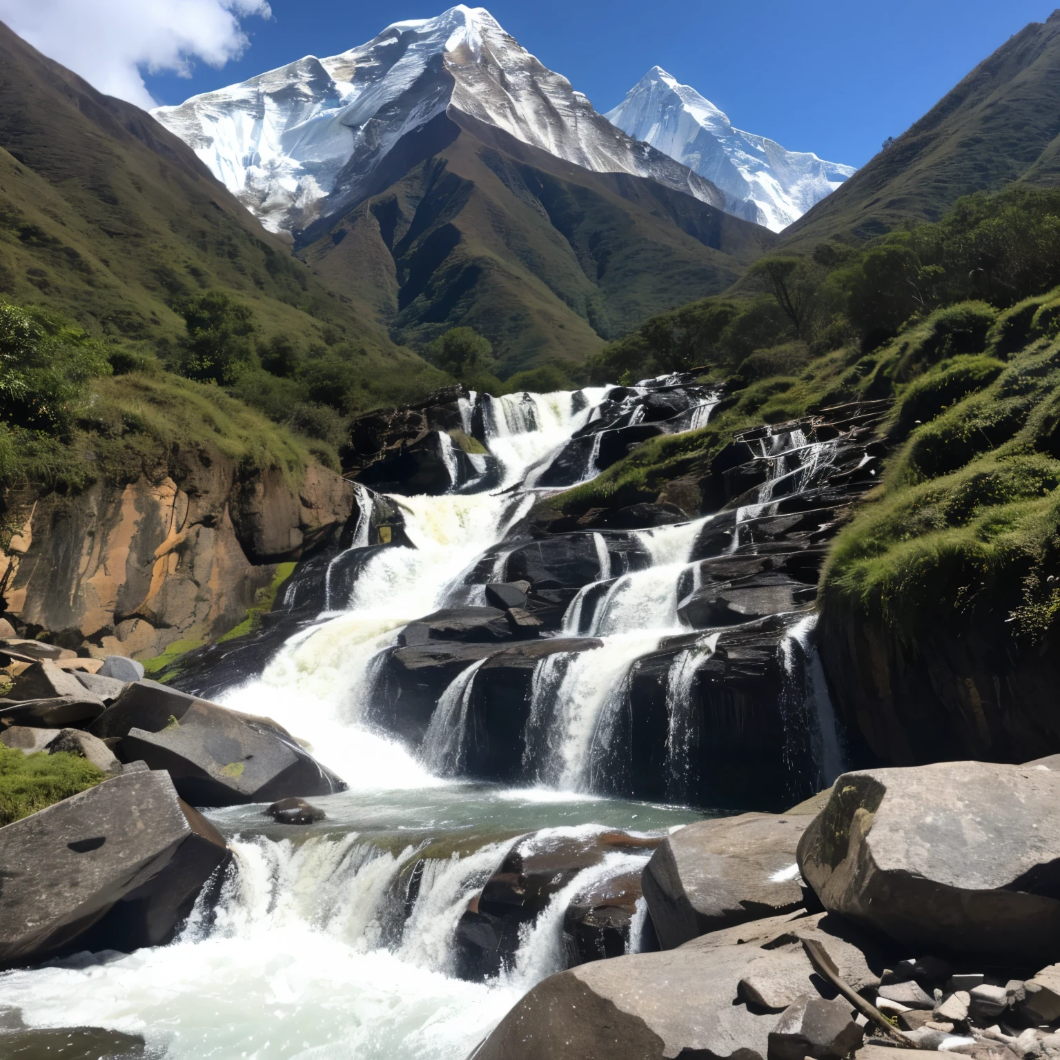 Up to 3m、Everest tributaries、A huge waterfall completely frozen