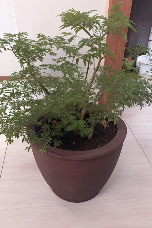 Is there a plant that is in a pot on the floor, a photo of Virginia Lee Burton, reddit, letters, large plant pot, plant pot, willow plant, potted plants, green plant, plant pot, lush plants and bonsai trees, next to a plant, pots with plants, tree and plants, exclusive pot made for houseplants,