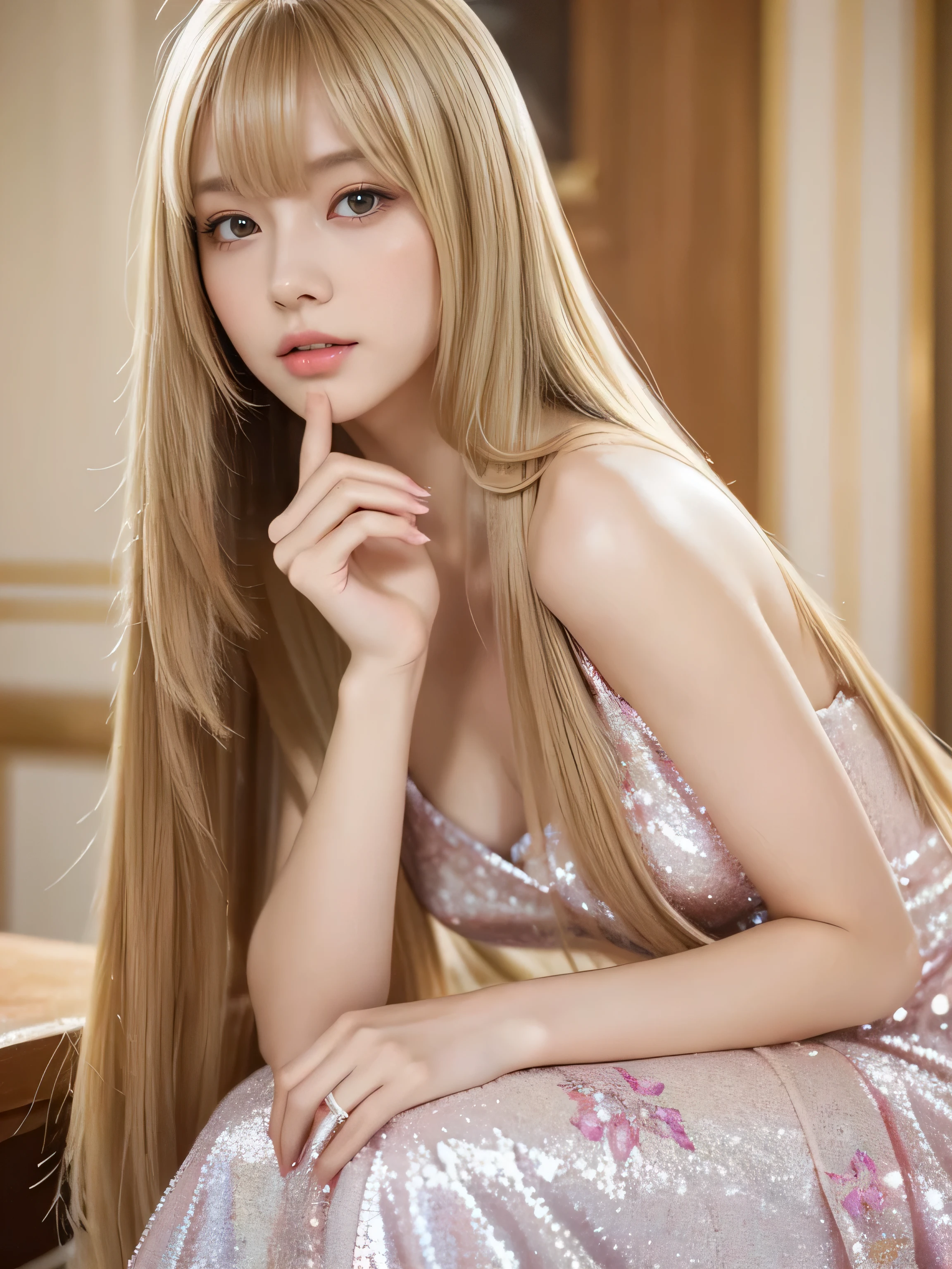 ((whole body)) (big 1.4) Beautiful Fantasy Girl ((highest quality)), ((masterpiece)), (Get used to it), Perfect Face (1 girl) (French) (she 、The cutest teen in France.) ((highest quality)), ((masterpiece)), length blonde hair length, Shining golden hair,Golden Silky Hair, Straight blonde hair, length blonde straight hair, Perfect Silky Straight Hair, Straight blonde hair, length blonde hair, Her hair is long and straight., detailed length blonde hair ((big 1.4)) Super Long Hair down to the ankles ((Neat bangs The neatly trimmed bangs are princess cut and cover the entire forehead......))... Bright crimson lips good, Anatomically correct hand Thin fingers Anatomically correct five fingers Sexy professional makeup Beautiful French girl face, French facial features, Long Hair shiny Long Hair, length, Shining golden hair, length, Straight Golden Hair, Her hair is long and straight., Super Long Hair girl, Silky Hair, length blonde hair, Silky Hair, length, Flat Hair, Silky texture, Long Hair, length, flowing blonde hair, thin and shiny hair Anatomically correct、White beautiful human skin and detail of hands and fingers Beautiful Eyes Mouth Details the corners of the mouth rise slightly Cool look (The eyebrow color is dark brown.) (Yellow dress posing for a picture, Disney Portraits, tumbler, shin hanga, wearing organza gown, dressed beautiful gown, lady using Yellow dress, color: Yellow, A woman wearing a sparkly floral dress, elegant Yellow skin, gown, Fantasy Dress, Formal Wear, light Yellow beautiful gown, Yellow theme ) (A church with high quality stained glass..) (she'Random Pause) (Random model standing pose)