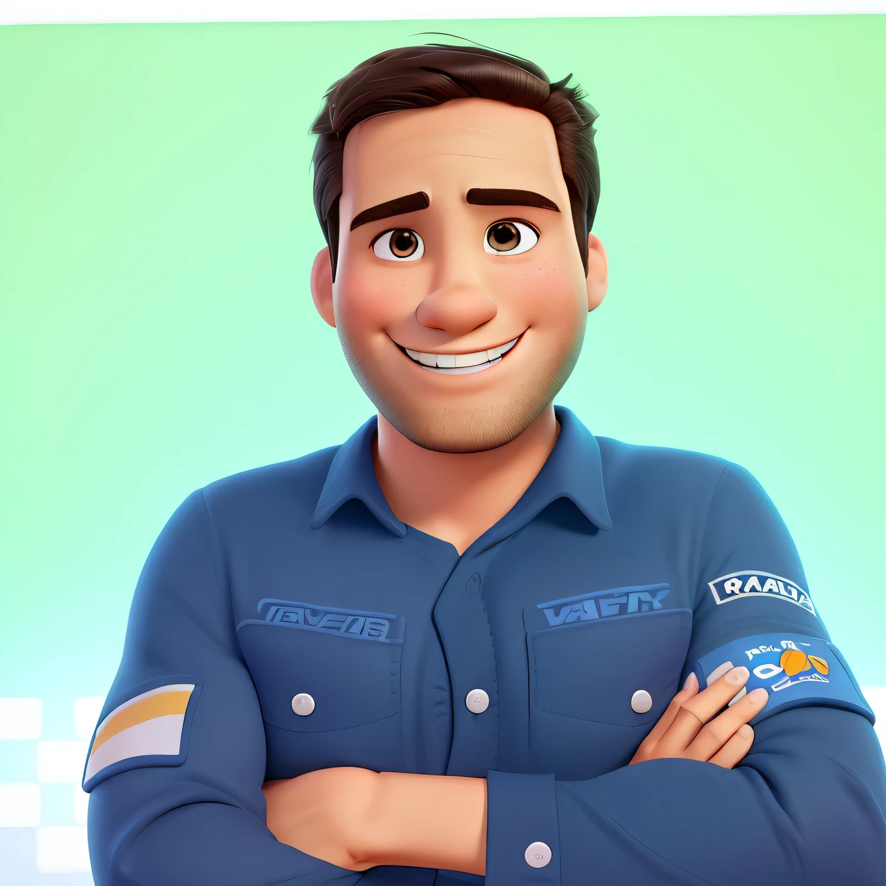 Poster no estilo Disney pixar, alta qualidade, melhor qualidade, homem sexy branco, 23 anos cabelo preto sem barba, musculoso, com fundo branco, sorriso lindo, olhos perfeitos