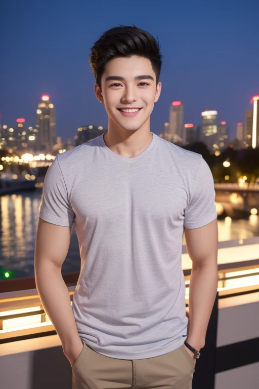 friends group highlights wearing a casual clothes smiling, young man with beautiful face, 22 years old, handsome attractive face, smiling male, attractive male, attractive man, attractive young man, beautiful young man, portrait of beautiful young man, perfect handsome face, handsome young man, lean man with light white skin, beautiful male face, handsome male, smiling man, cute young man 5 people, 5 people handsomes, Casual clothes, A hyper-realistic, Smiling expression, night city hiquality, Friends group, Nikon, Canon, Fujifilm, HD, 4K, 8k