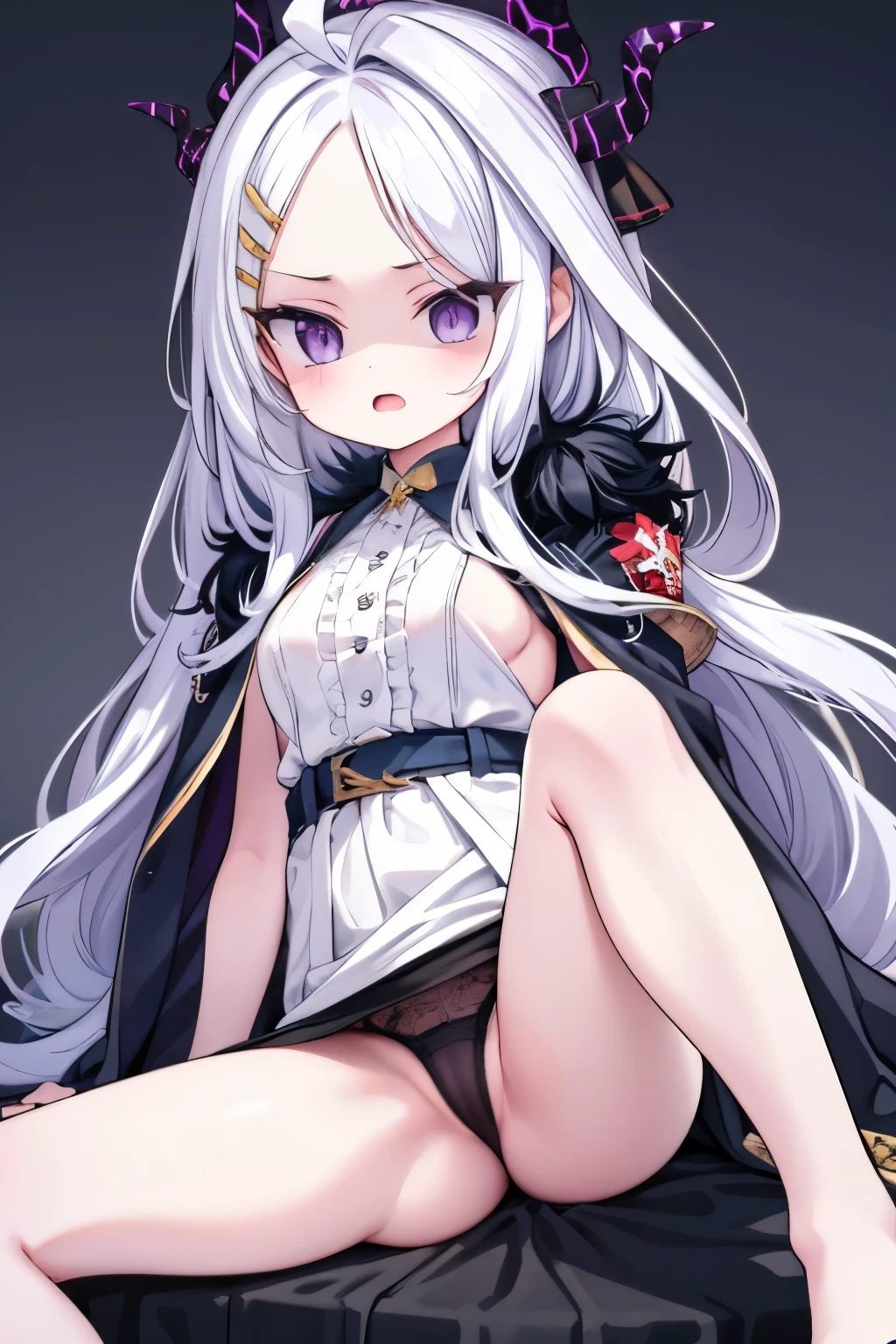 D Cup masterpiece highest quality High resolution Silver black A slightly open mouth Glaring eyes Mouth slightly open Contemptuous Eyes Condescending eyes panties Spread your legs