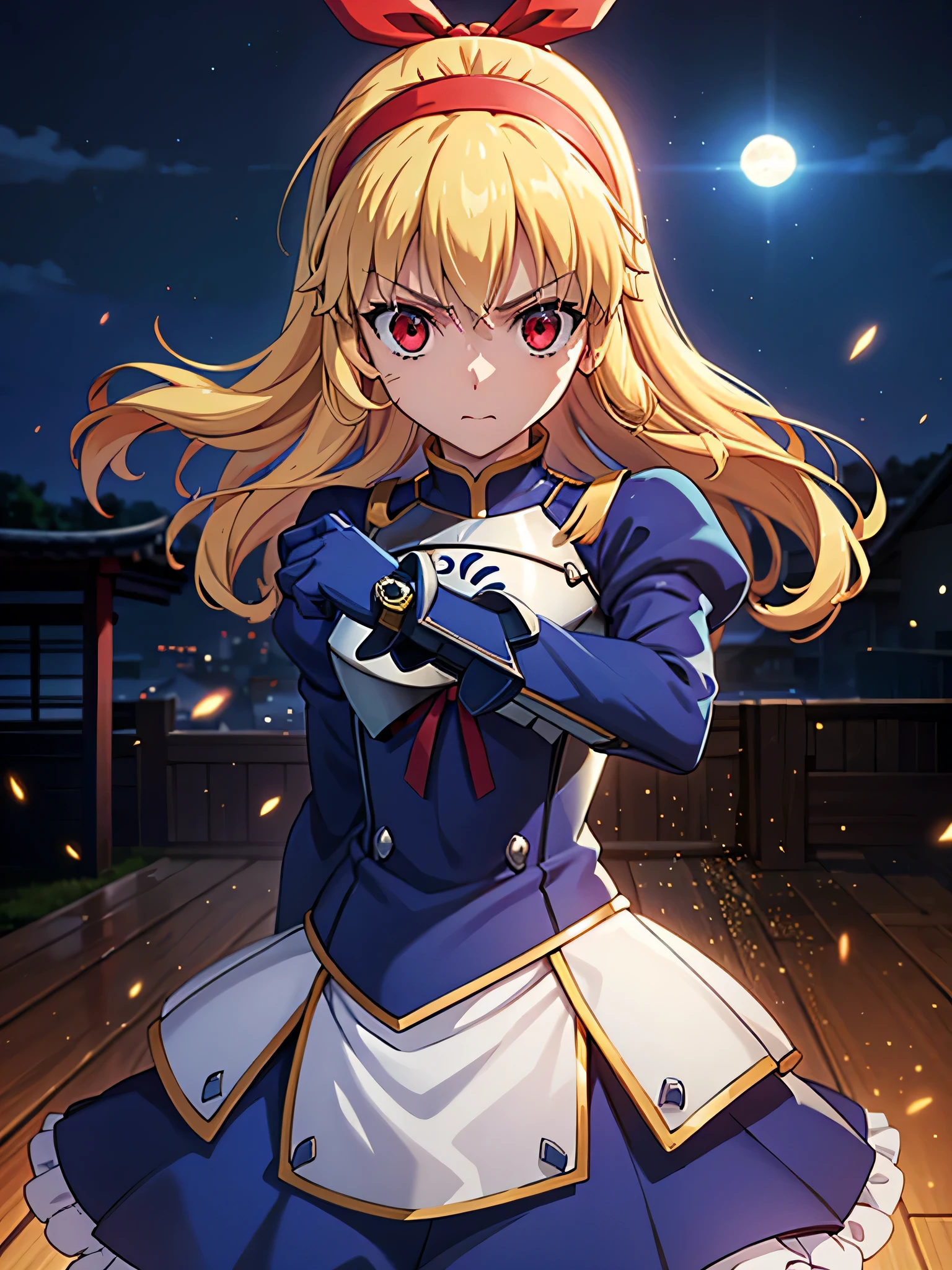 (red ribbon on hairband:1.2),(8K, best quality, muste piece:1.2)、ultra high resolution,1 very cute girl,hosimiya ichigo,ultra-detailed face, detailed eyes,RED eyes,masterpiece, best quality,1girl, , Full body shot, weapon, chain, very long hair, looking at viewer,(kbxll:0.5), Japanese Shrines, fantasy, bodysuit,city, energy ball, razer, lightning bolt, skirt, zettai ryouiki, Petrifying Demon Eye, dust-effect,Grain effect,Neon-light-effect, moon,tentacles,
artoria pendragon \(fate\), armor, dress, suit, excalibur \(fate/stay night\),
fighting stance, dinamic angle, sparks,shirt lift,battle,A grand city in the year 2100, wide shot, hyper realistic, Nausicaa Ghibl,