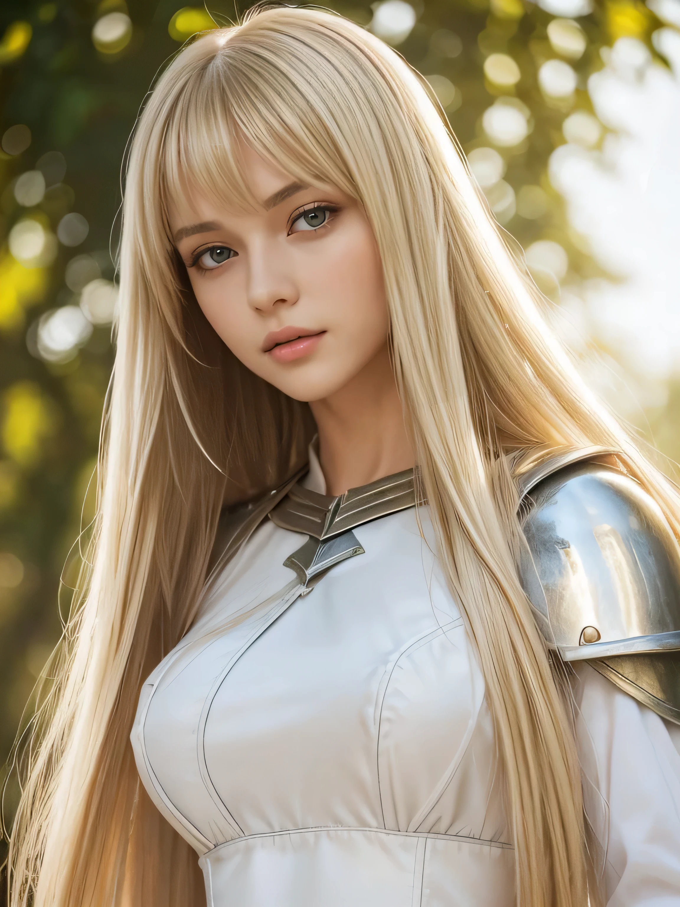 ((Full Shot:1.3)) (Big Breasts 1.4) ((highest quality)), ((masterpiece)), (Get used to it), Perfect Face (French) (She is 18 years old、The cutest beautiful fantasy girl in France, solo shoot) ((highest quality)), ((masterpiece)), length blonde hair length, shining golden hair,Golden Silky Hair, Straight blonde hair, length blonde straight hair, Perfect Silky Straight Hair, Straight blonde hair, length blonde hair, Her hair is long and straight, detailed length blonde hair ((big 1.4)) Super Long Hair down to the ankles ((Neat bangs The neatly trimmed bangs are princess cut and cover the entire forehead.......))... bright crimson lips good, Anatomically correct hand Thin fingers Anatomically correct five fingers Sexy professional makeup Beautiful French girl face, French facial features, Long Hair shiny Long Hair, length, shining golden hair, length, Straight Golden Hair, Her hair is long and straight, Super Long Hair girl, Silky Hair, length blonde hair, Silky Hair, length, Flat Hair, Silky texture, Long Hair, length, flowing blonde hair, thin and shiny hair Anatomically correct、White beautiful human skin and detail of hands and fingers Beautiful Eyes Mouth Details the corners of the mouth rise slightly Cool look (The eyebrows are dark brown in color) (She is wearing the pure white knight outfit of a role-playing game.:1.8) (This is the European prairie of the 16th century.:1.5) (Posing for battle with a gorgeous sword:1.8) (Open your mouth:1.5) (Energetic expression)