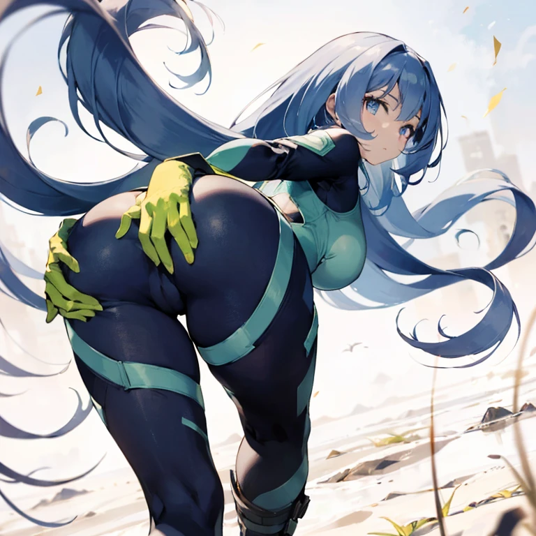 Nejirehadu, Nejire Wave, blue eyes, Blue Hair, Long Hair,
壊す blue Bodysuits, Bodysuits, Drill Hair, gloves, green Bodysuits, multicolored Bodysuits, Colorful clothes, yellow gloves,
((壊す full body)),
Break the white background,From below破る,Look Down,lower your gaze,
Breaking Dynamic Shots,Kung Fu Pose,highest quality, High resolution, unity 8k wallpaper, (shape:0.8), (Beautiful and fine grain:1.6), Highly detailed face, Perfect Sentence, Detailed CG, (Perfect hands, Perfect Anatomy),Thick thighs, Place one hand on hip,Squat,Spread your legs,Dynamic Angle, (From behind,Bent over, Looking Back),Looking down,From below,Low - Angle,