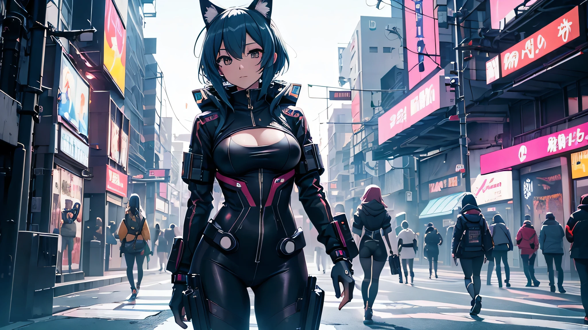 Chicas anime en catsuits posando en una ciudad por la noche., oppai ciberpunk, anime ciberpunk art, anime ciberpunk, arte del anime ciberpunk, digital arte del anime ciberpunk, ciberpunk digital - arte anime, anime ciberpunk moderno, anime ciberpunk digital!!, mejor fondo de pantalla de anime 4k konachan, chica anime cyberpunk femenina, en la ciudad ciberpunk, tendencia en cgstation, mujeres ciberpunk