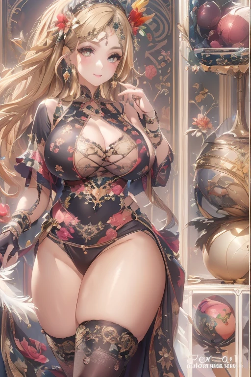 過去最高のmasterpiece、beautiful美しさ, 3D 2D, rich, blonde, skirt, stockings, High heels, star、(Very detailedな CG Unity 8k 壁紙),(masterpiece), (highest quality), (Very detailed), (Best Work),(Best Shadow), (sharp eyeliner, eye shadow, fine eye:1.1), (超High resolution,Realistic,Realistic),(8k,RAW Photos),Mature Woman、Sensual curves、Huge breasts、Thighs、bubble、お尻のmasterpiece, full body shot, beautiful女性, Captivating smile, Thick lips, Plumpとした唇, blush, Looking at the audience, Provocative expression, beautiful髪型, Cleavage, Plump、Curvy Hips、Attractive face、Sexy Dress、An inviting gaze、Expressing emotions、(((Erotic dresses)))、Gorgeous Accessories 、Big Breastsの女性, Blonde, colored feather, metal ornaments, colored Flowers, particle, Light, (1 girl:1.3),(Fractal Art:1.1),(colorful:1.1)、(Flowers:1.3),Most detailed,(Tangled:1.2), (Dynamic pose), (Abstract background:1.3), (Shiny skin), (Many colors :1.4), ,(Earrings:1.4), (feather:1.4),masterpiece, highest quality, Very detailed, 30~40 years, full body shot, beautiful 、Various Hair Styles,Gold headband,Ample breasts,beautiful butt,Greek clothing,Tulle covers the chest,Perfect balance, Costume details Details,marble,cinematic Lighting, Film Grain, Attention to detail, Openwork decoration,(((colorfulな最高級ドレス)))、(((解剖学的に正しいbody))) ,Big Breasts,Cowboy Shot, blush, (((1 girl))), Perfect Face, (((highest quality))), (Very detailed), detailed face and eye, (alone), High resolution、beautifuleye,(((Sexy pose)))、(((整ったBig Breasts)))、((beautiful eye))、luxury、(((超High resolution)))、(((Detailed Description)))、(((ぽっちゃりbody型)))、(((解剖学的構造に一致したbodyの部位)))、beautiful長いまつ毛、バランスのとれたbody型,The legs and arms are just the right size、Fishnet tights、glamorous、(((Clear white and black eye)))、lipstick、Shine、(Undistorted face, eye, body)、jewelry、gem、(長くカールしたbeautifulまつ毛)、(((バランス良いbeautiful胸)))、(transparent, Exquisite skin:1.2)、(((完璧なglamorousボディー)))、Actress's face、Super beautiful、Cute Smile、Healing beauty、Flower Shower、(((完璧なeye)))、Realistic depiction、Super sexy、Shiny、glamorous、double eyelids、Excellent shadow correction、(((ぼやけていないeye)))、(((Plump face)))、Cute face 、(((ShinyShine肌))) 、(((Gorgeous long dress)))