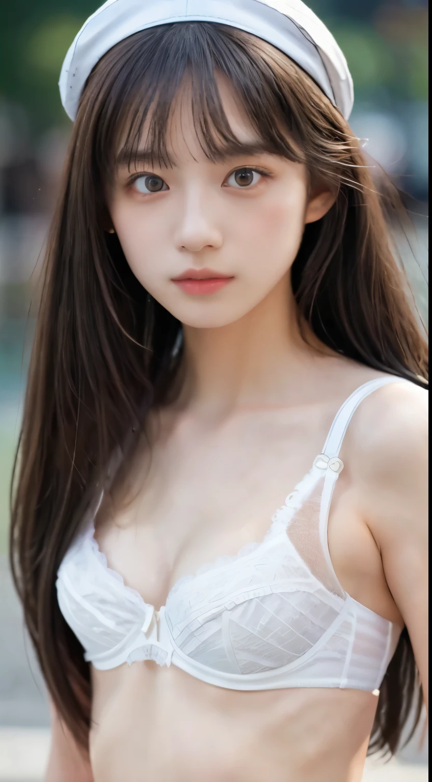 highest quality, RAW Photos, Realistic, face, Incredibly ridiculously beautiful girl, cute, Long Hair, Depth of written boundary, High resolution, 超detailed, detailed, Very detaileded, extremely detaileded eye and face, Sharp pupils, Realistic students, Sharp focus, Cinema Lighting, flat breasts, small breasts, small,( small bust: 1.2), small bust, (slim, small, flat, small), thin, Delicate and sexy collarbone, (Sailor suit:1.2), (Lifting Sailor suit to show off a small white bra:1.5)))、