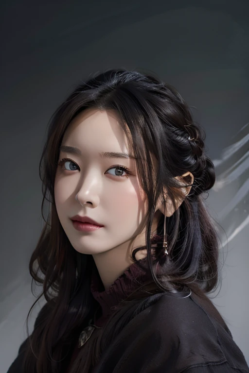 Beautiful woman with red eyes posing for elegant photo with black giant dragon, arpino,Gray Hair,Face to face, Ultra-realistic, Clear images