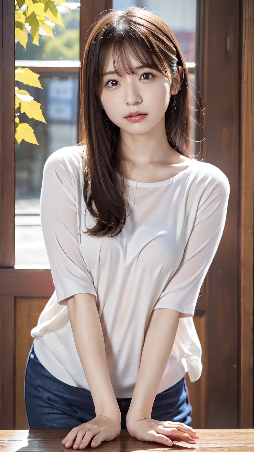 you are a dog。Quadrupedal。Place hands and feet on the ground。Her  are visible through her shirt。The cutest gravure idol pose in the world、Perfect proportions、Large Breasts, valley, cute、((18-year-old female:1.2))、Young and adorable Japanese face，Official Art，Highly detailed CG Unity 8k wallpaper，（masterpiece:1.0),(highest quality:1.0), 超A high resolution,4k,Very detailed, photo shoot, 8K, nffsw, High resolution, Kodak Portrait 400, Film Grain, Lens Flare Glow,高いest quality,8K,nffsw:1.2),Portrait Shot,8K、Completely naked、No clothes、
