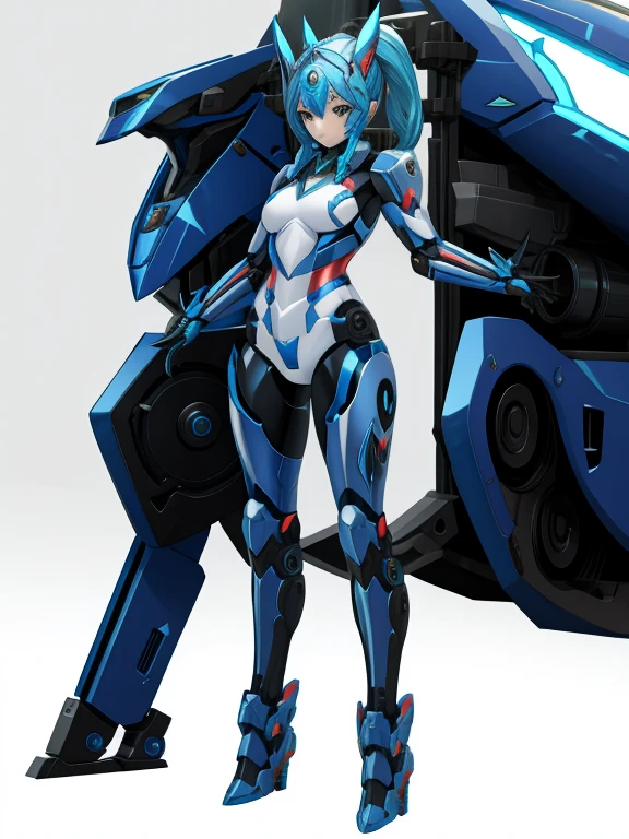 A woman transforms into a hero robot, Cute and pretty, Full Body Shot, Can transform into any vehicle,Before after