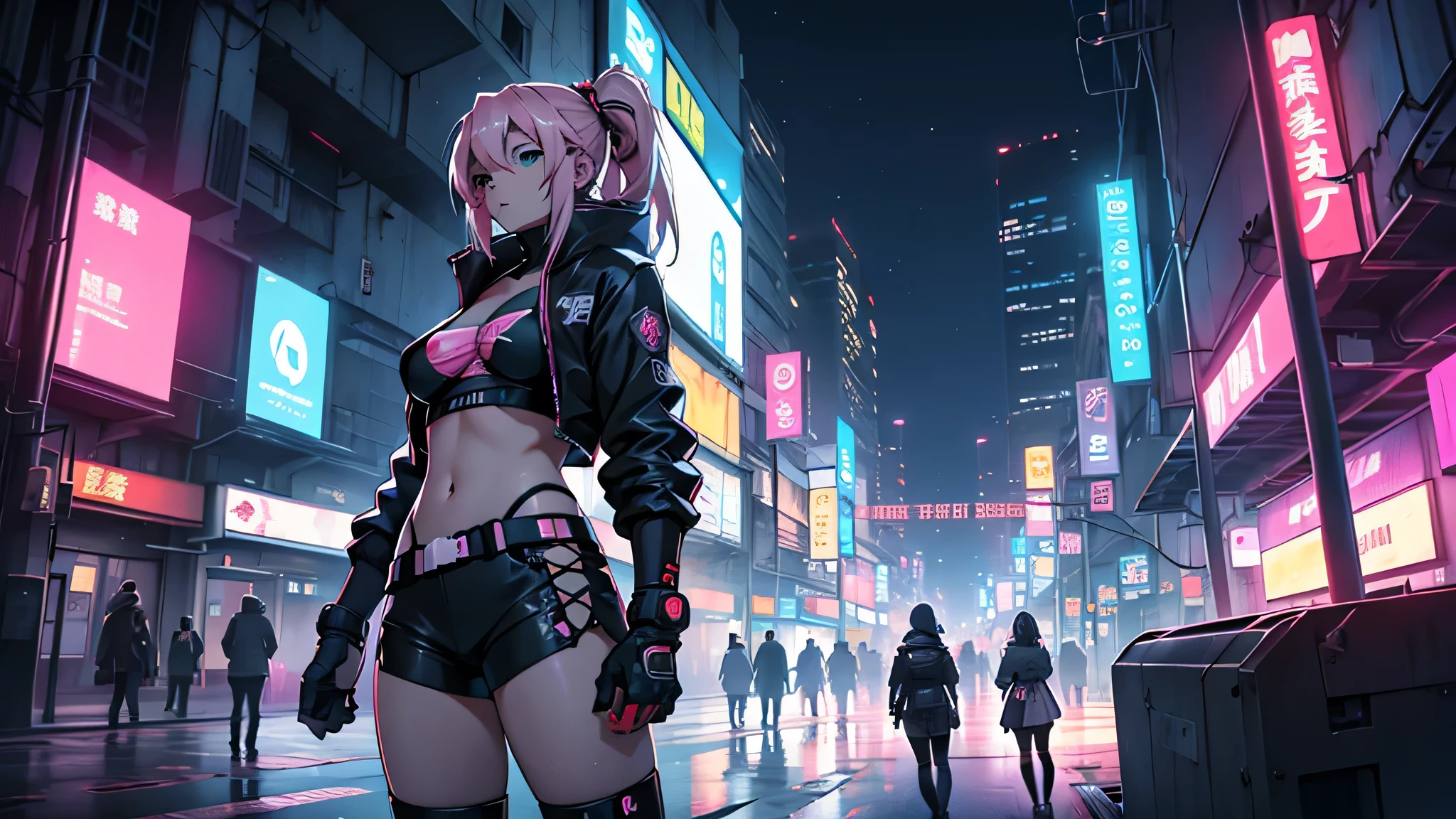 Chicas anime posando en una ciudad por la noche., oppai ciberpunk, anime ciberpunk art, anime ciberpunk, arte del anime ciberpunk, digital arte del anime ciberpunk, ciberpunk digital - arte anime, anime ciberpunk moderno, anime ciberpunk digital!!, mejor fondo de pantalla de anime 4k konachan, chica anime cyberpunk femenina, en la ciudad ciberpunk, tendencia en cgstation, mujeres ciberpunk in the subway