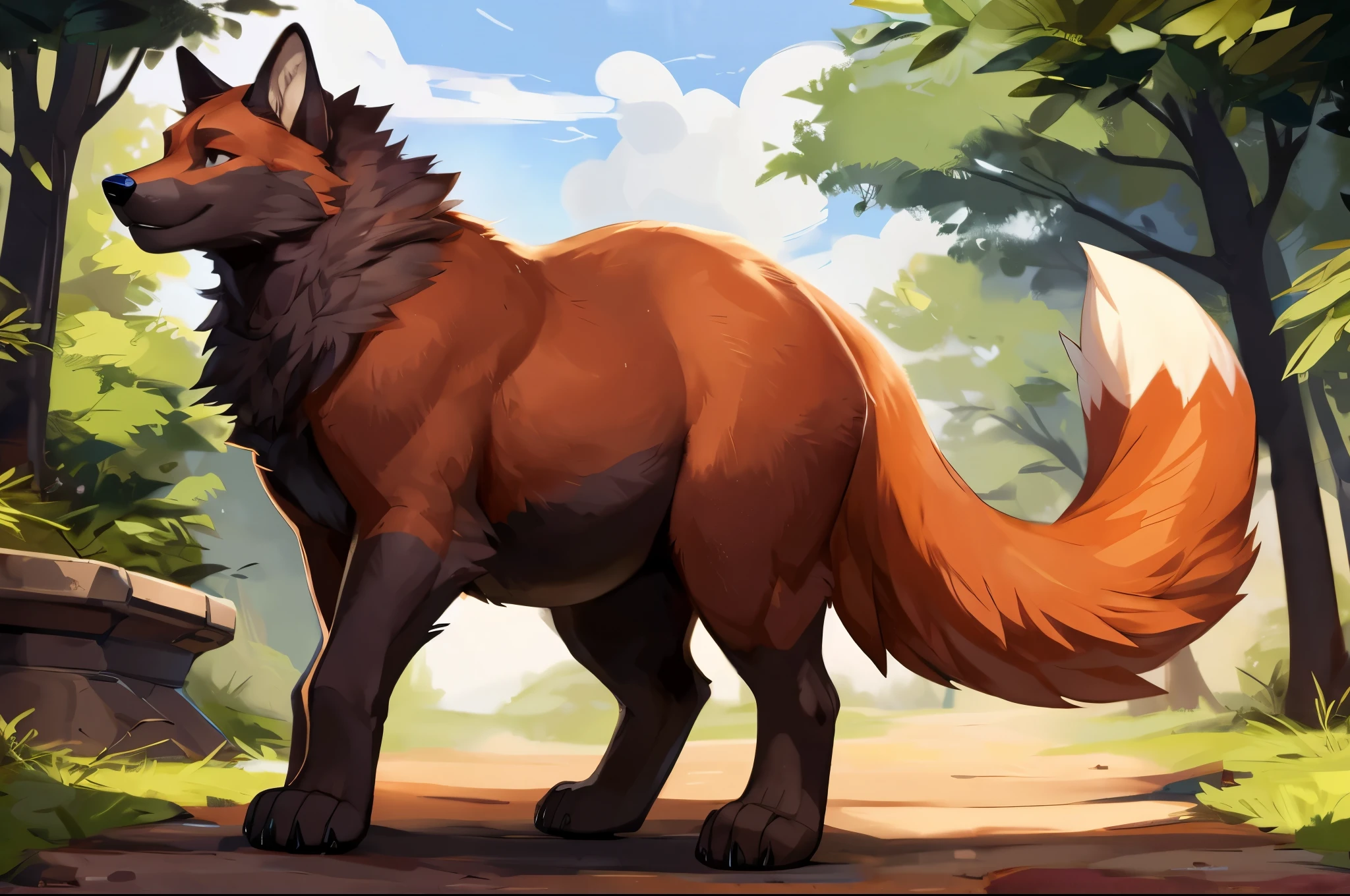 4k ultra quality, 4k full body view,(ultra high detailed body),((feral)) fox,by mystikfox61, by glitter trap boy,feral paws, by bebebebebe,by morethreedee, by seibear,(thick thigh),(chubby thigh),thicc thigh,thick legs,chubby legs,thicc legs,massive butt,enomorous thigh,massive thigh,massive legs,thick lower legs,wide legs,(detailed thigh),(wide thigh),fluffy belly sharp nails,((sfw)),(ultra detailed face),detailed eyes,big tail,fluffy tail,(detailed tail),enomorous tail,bigger tail,huge tail,volumetric light,muscle legs,big paws,(thick paws),fluffy paws,furry paws,enomorous paws,(feral focus), beast,(bigger lower body),(long legs),side view,master works, super fine, 4k resolution, high quality,high picture detail,dark fantasy,illusory engine, Masterpiece,dire fox,faint lighting,in a park,shiny fur,(feral) belly,charming (feral) body,chubby (feral) body,detailed belly,enomorous belly,hyper belly,bigger belly