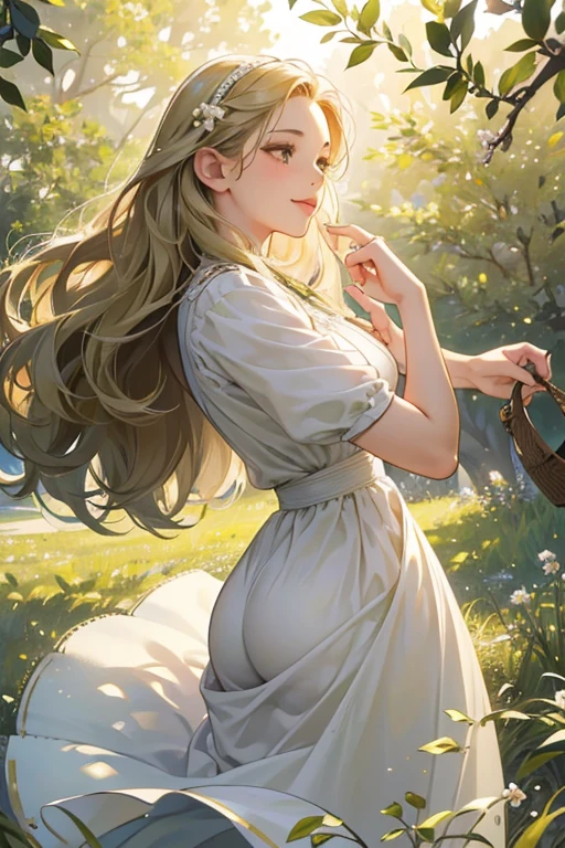 (best quality,4k,8k,highres,masterpiece:1.2),ultra-detailed,(realistic,photorealistic,photo-realistic:1.37),Russian girls in white dresses,olive tree in a garden,beautiful detailed eyes,beautiful detailed lips,extremely detailed eyes and face,long eyelashes,pick olives,delicate olive branches,golden sunlight,soft shadows,lush green grass,vibrant colors,fresh summer air,dreamlike scenery,subtle breeze,serene atmosphere,peaceful surroundings,natural beauty,feminine grace,gentle poses,white flowers,playful laughter,resplendent dresses,traditional Russian hairstyles,joyful expressions,abundance of olives,harvesting season,traditional woven baskets,harvesting ritual,harvesting olive fruits,filled with anticipation,celebration of nature's bounty,dainty fingertips,meticulous attention,precise movements,dancing sunlight and shadows,laughter echoing through the grove,shared joy and camaraderie,unforgettable memories adorned with olive leaves,magical olive gathering experience,celestial beauty,traditional elements blended with modern aesthetics,lifelike details that captivate the viewer's gaze.