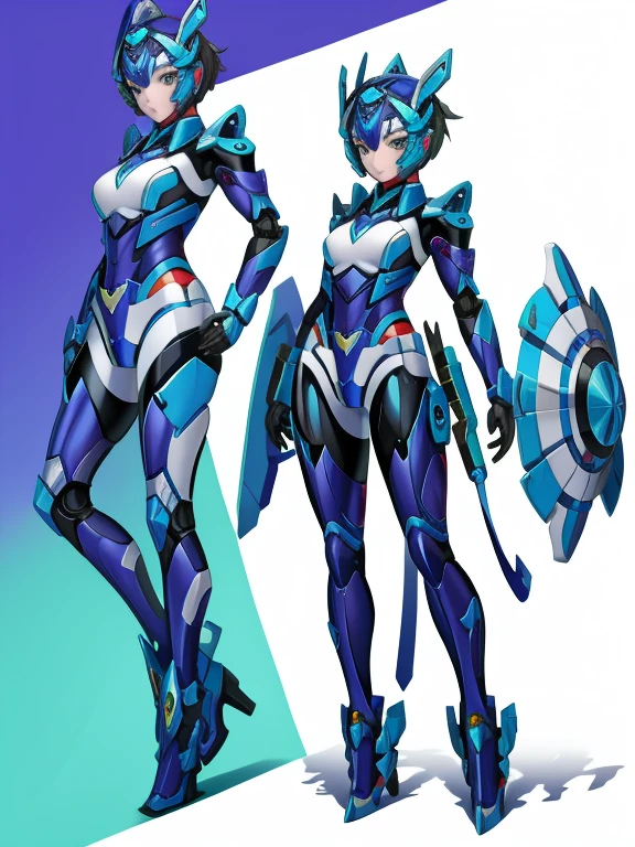 A woman transforms into a hero robot, Cute and pretty, Full Body Shot, can transform into any vehicle, Before after