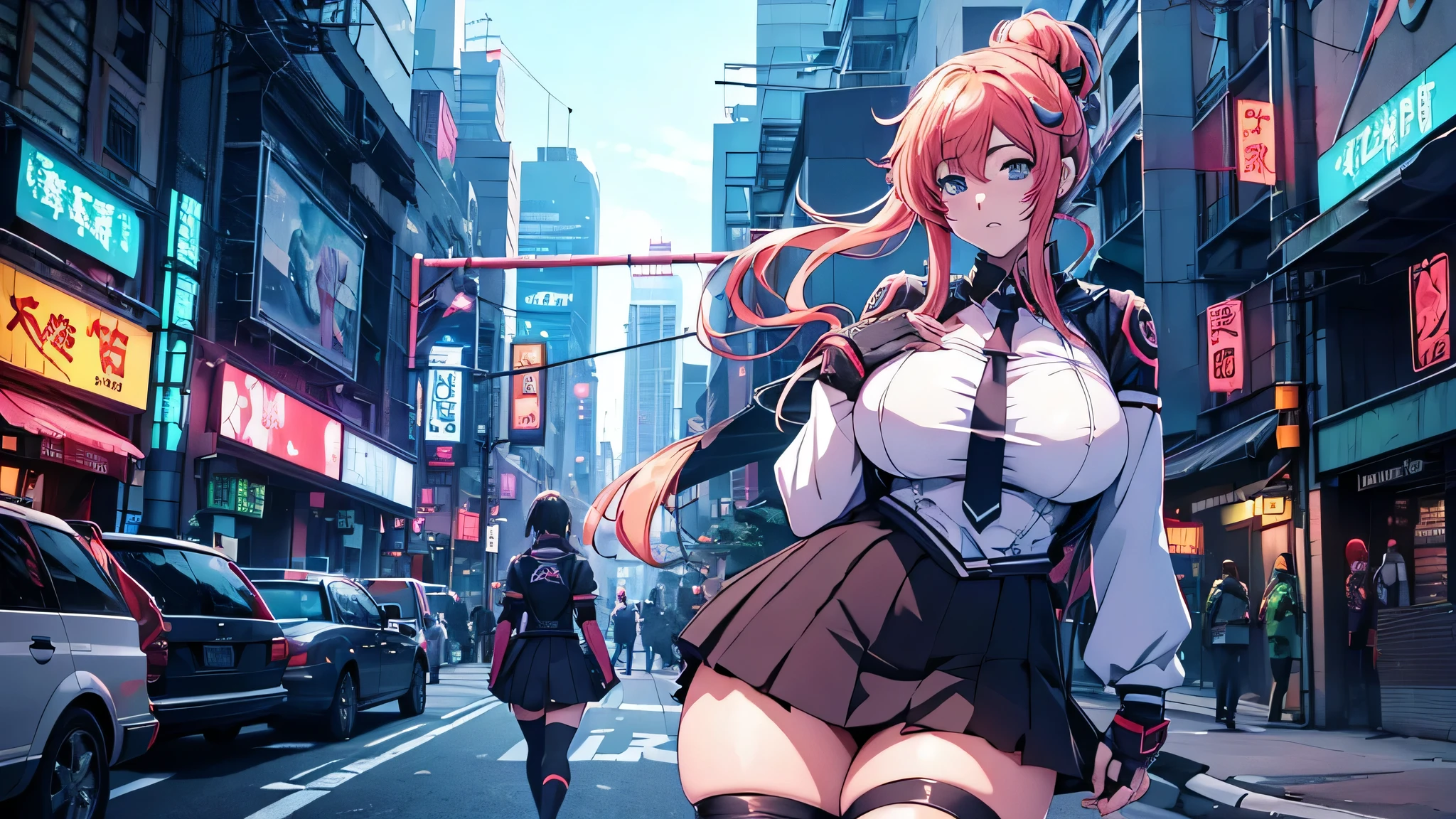 Chicas anime posando en una ciudad por la noche., oppai ciberpunk, anime ciberpunk art, anime ciberpunk, arte del anime ciberpunk, digital arte del anime ciberpunk, ciberpunk digital - arte anime, anime ciberpunk moderno, anime ciberpunk digital!!, mejor fondo de pantalla de anime 4k konachan, chica anime cyberpunk fe******, en la ciudad ciberpunk, tendencia en cgstation, mujeres ciberpunk