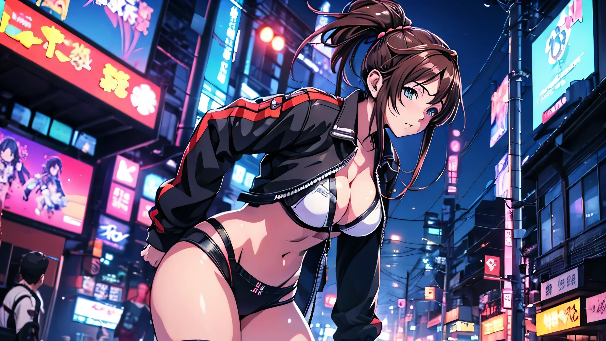 Chicas anime posando en una ciudad por la noche., oppai ciberpunk, anime ciberpunk art, anime ciberpunk, arte del anime ciberpunk, digital arte del anime ciberpunk, ciberpunk digital - arte anime, anime ciberpunk moderno, anime ciberpunk digital!!, mejor fondo de pantalla de anime 4k konachan, chica anime cyberpunk femenina, en la ciudad ciberpunk, tendencia en cgstation, mujeres ciberpunk