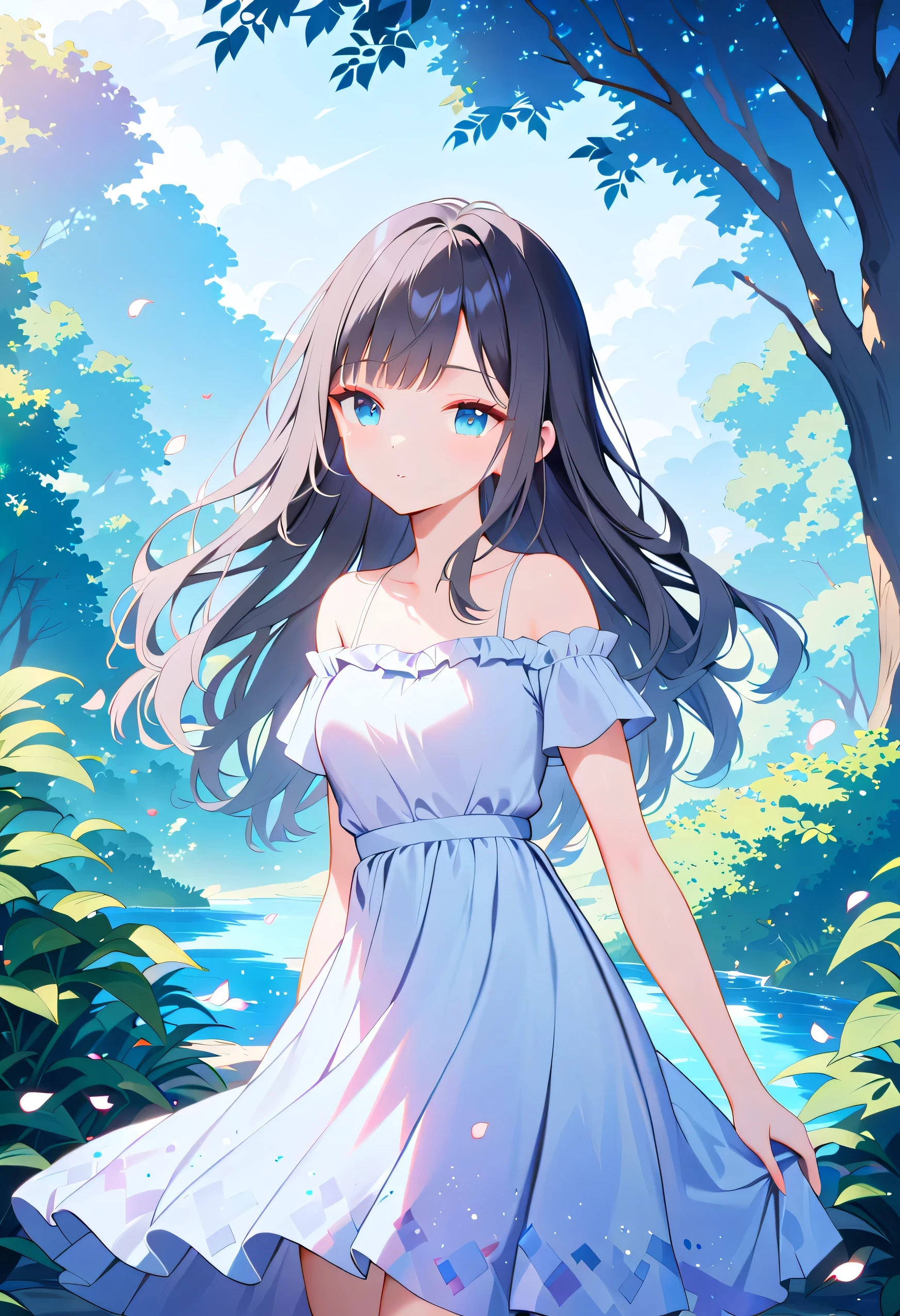 A girl in a garden, masterpiece, best quality, high quality, highres, absurdres, 1girl, glitch art, (digital distortion:1.2), pixelated fragments, data corruption, colorful noise, visual chaos, contemporary aesthetics, vibrant colors, surreal abstraction, vibrant flora, sunlight streaming through trees, dreamy atmosphere, delicate petals, lush foliage, serene expression, ethereal beauty, detailed features, long flowing hair, subtle shadows, soft pastel tones, mesmerizing composition, intricate patterns, harmonious blend of colors, captivating visual narrative, magical ambience, natural lighting