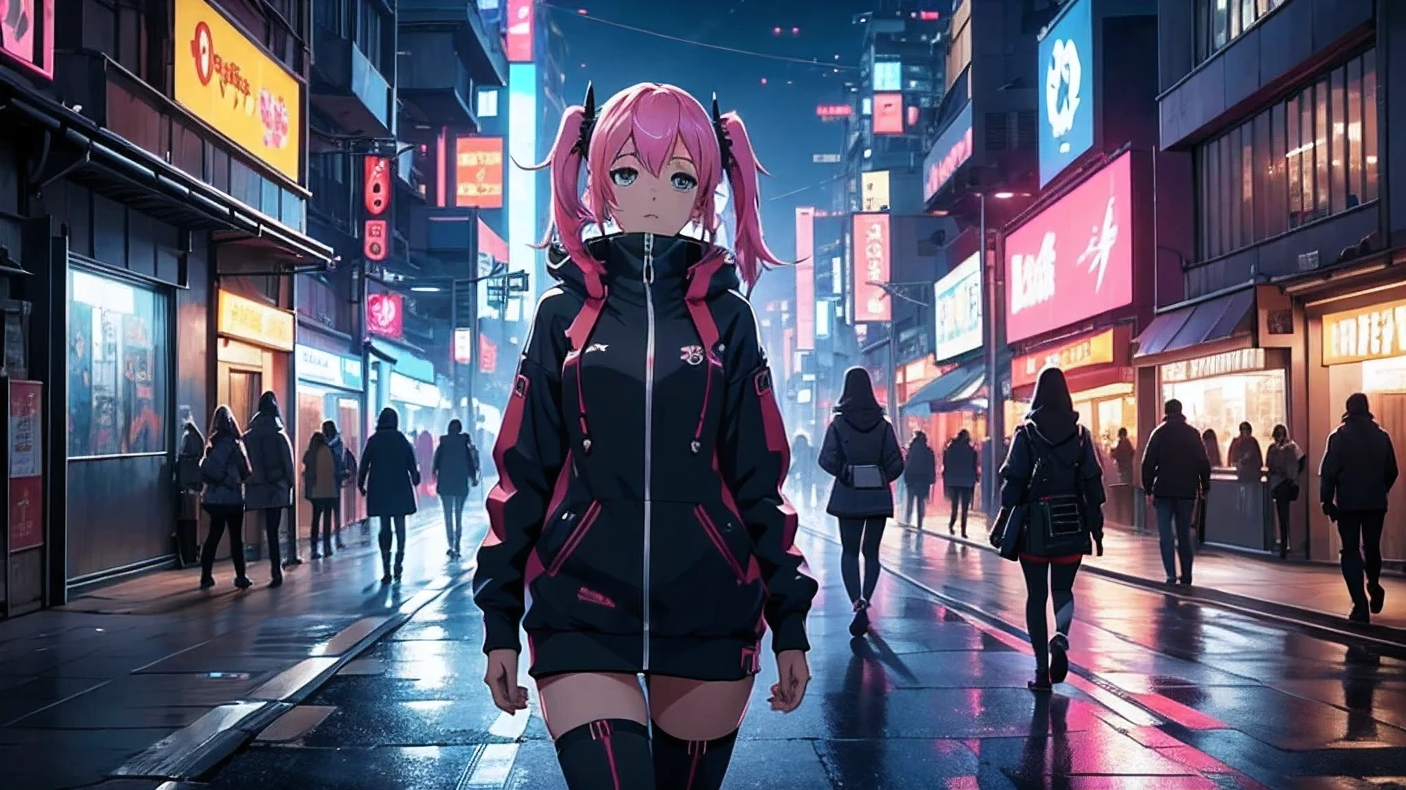 Chicas anime posando en una ciudad por la noche., oppai ciberpunk, anime ciberpunk art, anime ciberpunk, arte del anime ciberpunk, digital arte del anime ciberpunk, ciberpunk digital - arte anime, anime ciberpunk moderno, anime ciberpunk digital!!, mejor fondo de pantalla de anime 4k konachan, chica anime cyberpunk femenina, en la ciudad ciberpunk, tendencia en cgstation, mujeres ciberpunk