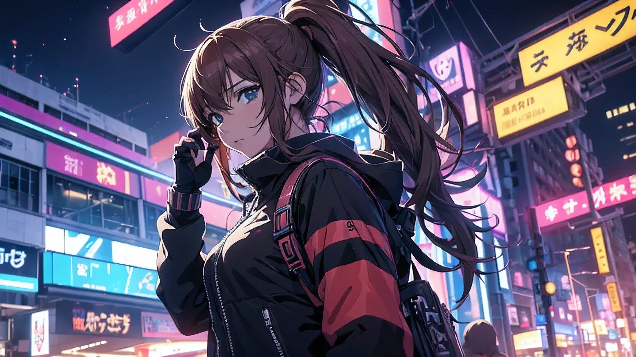 Chicas anime posando en una ciudad por la noche., oppai ciberpunk, anime ciberpunk art, anime ciberpunk, arte del anime ciberpunk, digital arte del anime ciberpunk, ciberpunk digital - arte anime, anime ciberpunk moderno, anime ciberpunk digital!!, mejor fondo de pantalla de anime 4k konachan, chica anime cyberpunk femenina, en la ciudad ciberpunk, tendencia en cgstation, mujeres ciberpunk