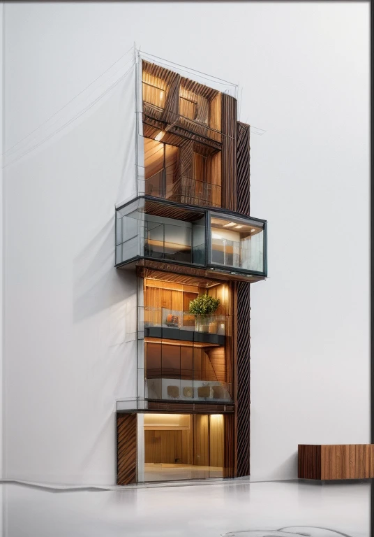 exterior house, contemporary style, white wall, wood wall, wood door, glass window, (realistic:1.2), Masterpiece, high quality, best quality, authentic, super detail, outdoors,road,pavement, grass, trees, sky, cloud, (daylight:1.1)
