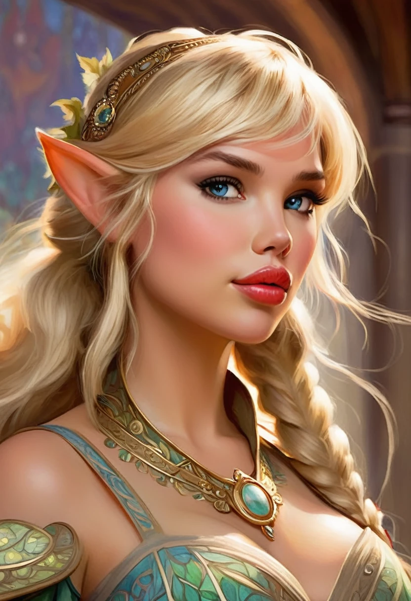 Astrid Hofferson From How To Train Your Dragon, Portrayed By Scarlett Johanson. Resembling The Beauty Of Alphonse Mucha's Artwork And Impressionist Paintings By Artists Like Konstantin Razumov And Pierre-Auguste Renoir. The Portrait Is Detailed And Textured, Reminiscent Of Claude Monet's Style.