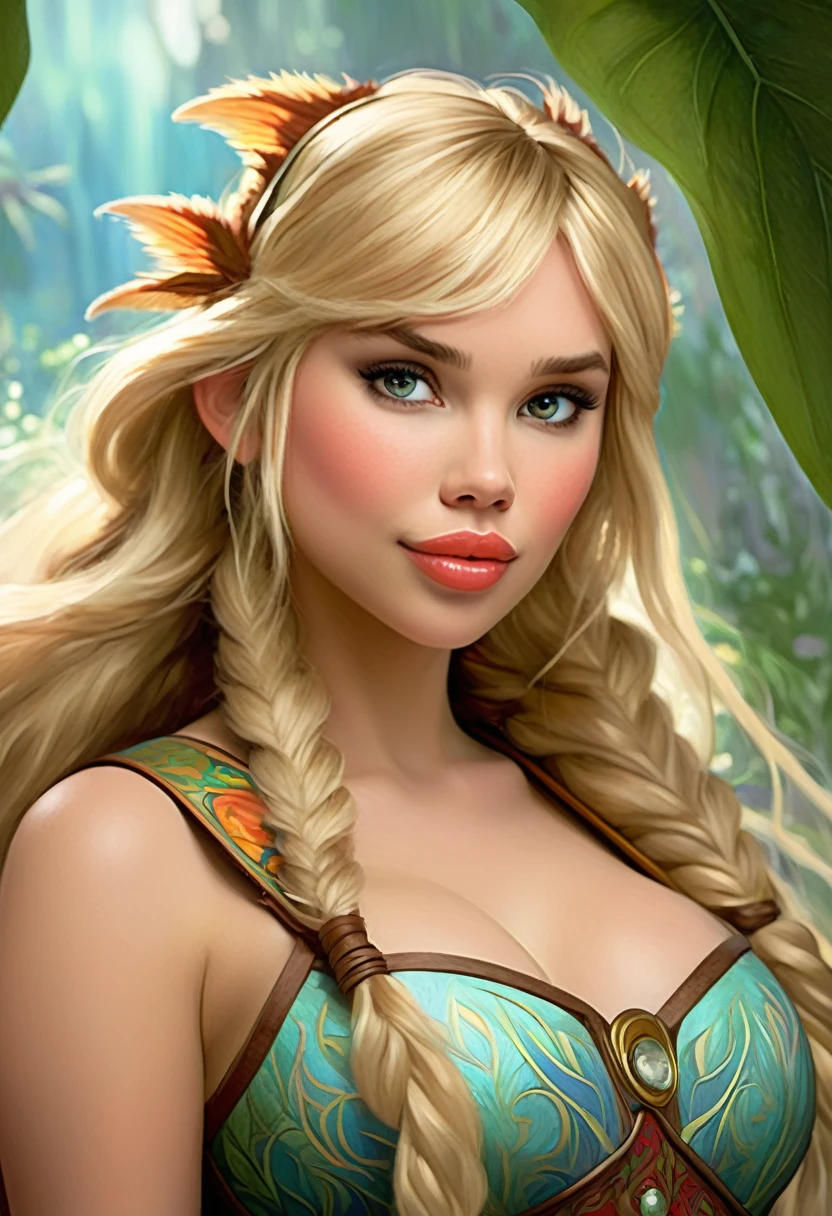 Astrid Hofferson From How To Train Your Dragon, Portrayed By Scarlett Johanson. Resembling The Beauty Of Alphonse Mucha's Artwork And Impressionist Paintings By Artists Like Konstantin Razumov And Pierre-Auguste Renoir. The Portrait Is Detailed And Textured, Reminiscent Of Claude Monet's Style.