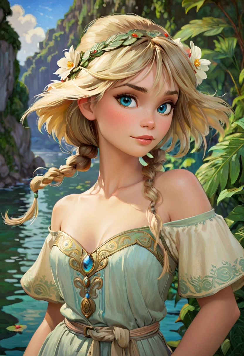 Astrid Hofferson From How To Train Your Dragon, Portrayed By Laura Vandervoort. Resembling The Beauty Of Alphonse Mucha's Artwork And Impressionist Paintings By Artists Like Konstantin Razumov And Pierre-Auguste Renoir. The Portrait Is Detailed And Textured, Reminiscent Of Claude Monet's Style.