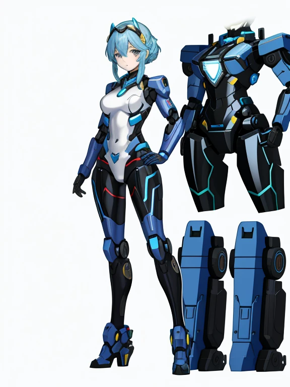 A woman who became a hero robot and how she supports the hero々Vehicle,
 Cute and pretty,
 Full Body Shot,
 Women are々Vehicleと合体して色々A beautiful female robot with a simple shape,
 Before after