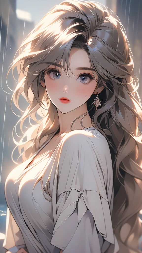 ((best quality, 8k, masterpiece:1.3)), Key Points:1.2, Perfect body beauty:1.4, Hips:1.2, ,((Layered Hairstyle, breast:1.2)), (Wet clothes:1.1) , Highly detailed face and skin texture, Beautiful eyes, Double eyelids, Whitens skin, Long hair