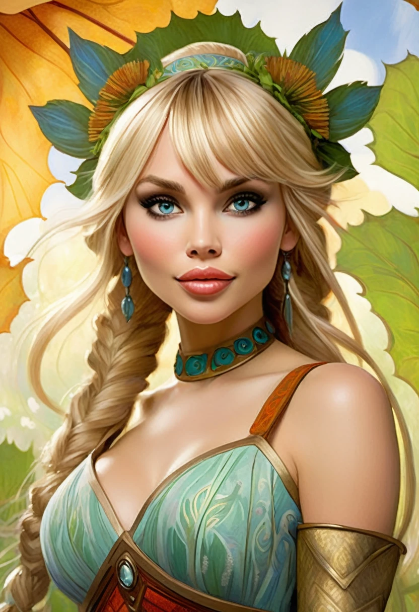 Astrid Hofferson From How To Train Your Dragon, Portrayed By Laura Vandervoort. Resembling The Beauty Of Alphonse Mucha's Artwork And Impressionist Paintings By Artists Like Konstantin Razumov And Pierre-Auguste Renoir. The Portrait Is Detailed And Textured, Reminiscent Of Claude Monet's Style.