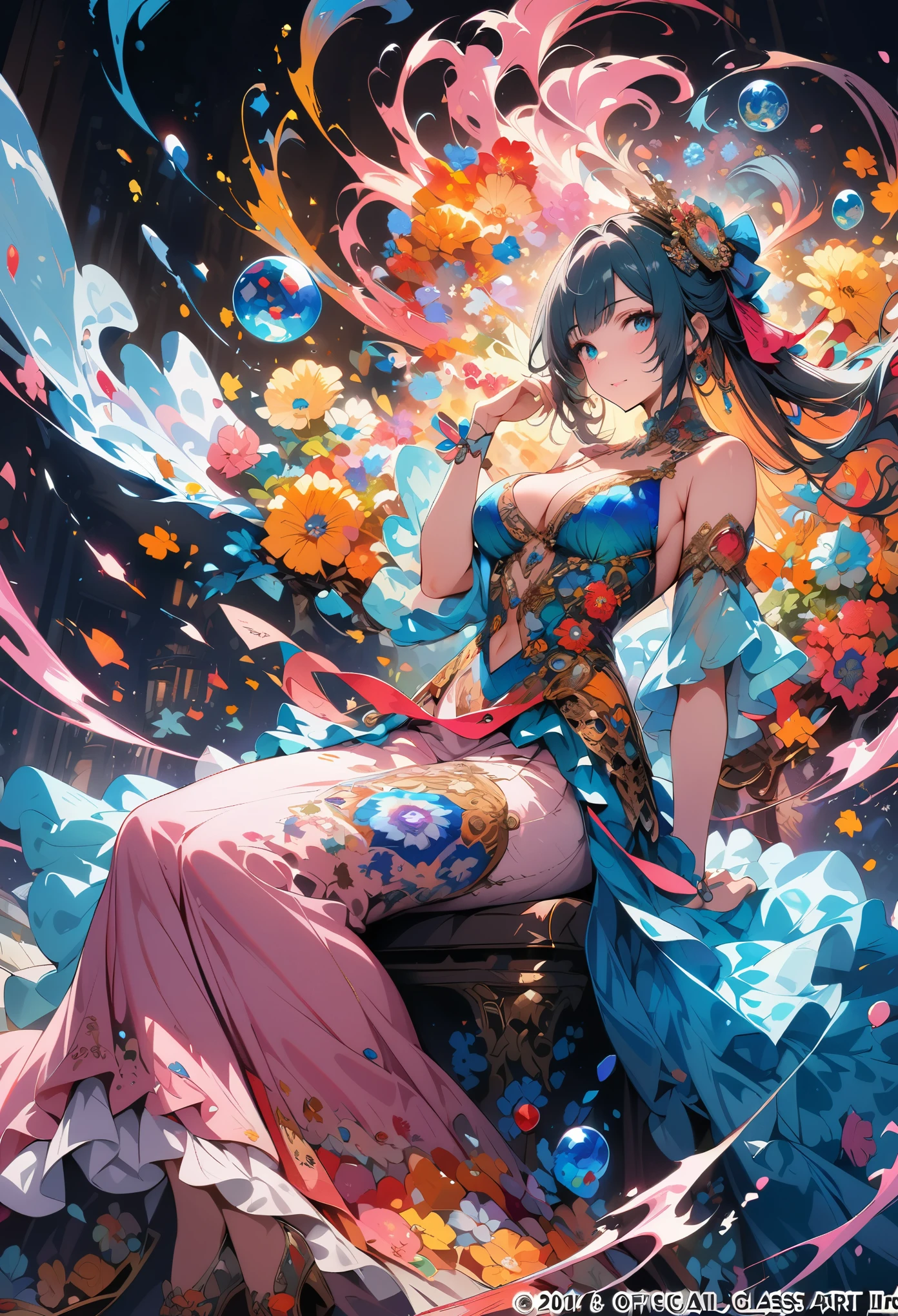 Millefiori glass style,(masterpiece, top quality, best quality, official art, Beautiful and beautiful:1.2), (1 Girl:1.3), Extremely detailed,(Fractal Art:1.3),rich and colorful,The most detailed  