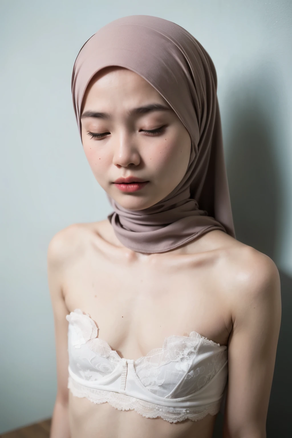 ((Big Tits:0.6)), ((Flat Chest:1.6)), Wear sunglasses and act like Rosyam, ((Closed Eyes)), ((Strapless Colourful bra Flat Chest)), Naked, Angry pose, Angry face, (((HIJAB MALAY GIRL))), masutepiece, High quality, UHD 45K, Realistic face, Realistic skin feeling , A Japanese Lady, 8 years old, , Very cute and baby-like face, (((FLAT CHEST))), (MATRIX WORLD), ((look In front at the camera and SADNESS)), ((())), (((CUTE GIRL))), ((PEACH PASTEL LIPS)), ((SATIN LACE)), ((CHUBBY)), ((UNDRESS)). Brown, Flat Chest, Wearing G-String. Sitting, from behind view up, seductive pose, (Small face)