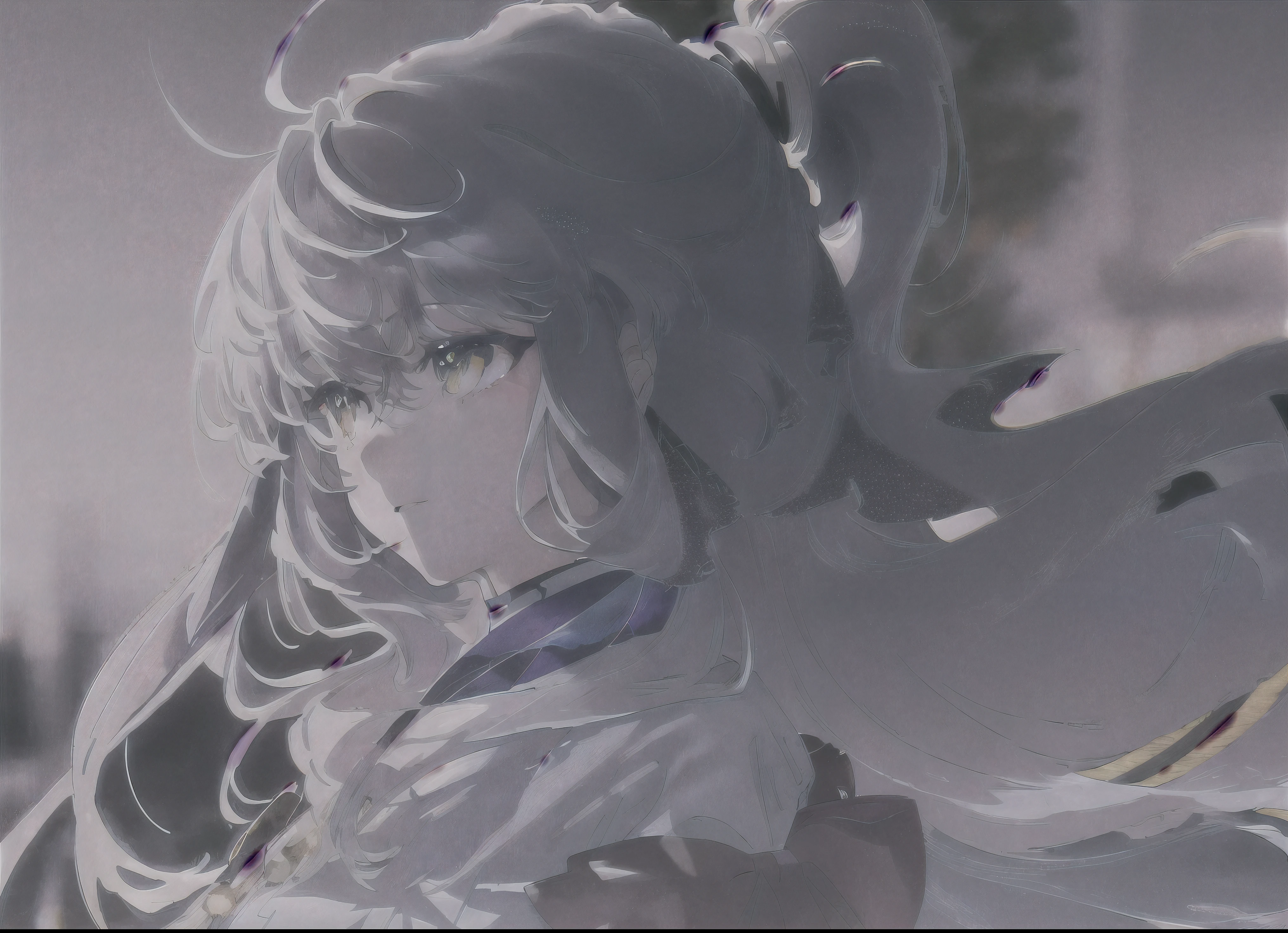 1 Girl, Flowing hair,Chromatic Aberration, Fuzzy, Bow Depth of Field, flower, (8k, best quality, masterpiece:1.2),(best quality:1.0), (Ultra-high resolution:1.0), watercolor, A beautiful woman,Half-length portrait, Extremely bright design, Soft colors, (ink:1.3), Autumn Lights,