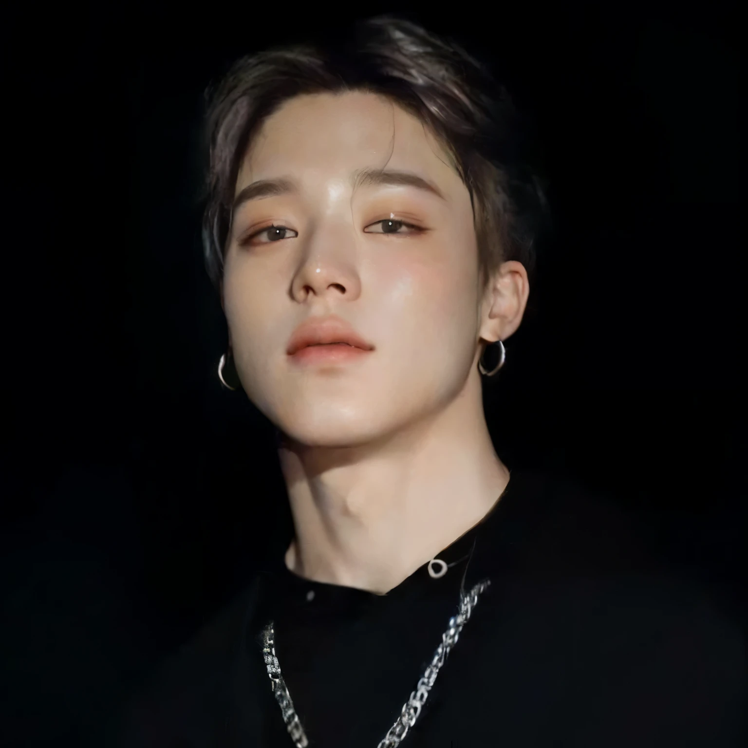 sharpened man in a black shirt and a chain around his neck, park Jimin, Jimin, cai xukun, Jimin\the full lips, Jimin\the right eyelid is swollen, Jimin\o nariz grego, accurate Jimin face, hyung tae, profile picture with headshot, Yanjun Chengt, Tae June Kim, bladee da gangue de drenagem, Jung Jaehyun