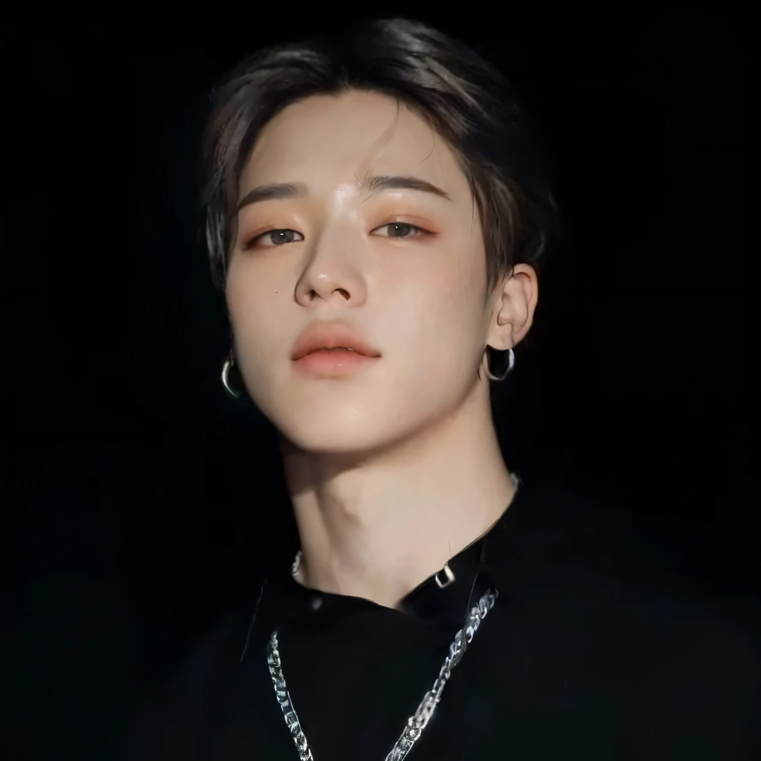 sharpened man in a black shirt and a chain around his neck, park Jimin, Jimin, cai xukun, Jimin\the full lips, Jimin\the right eyelid is swollen, Jimin\o nariz grego, accurate Jimin face, hyung tae, profile picture with headshot, Yanjun Chengt, Tae June Kim, bladee da gangue de drenagem, Jung Jaehyun