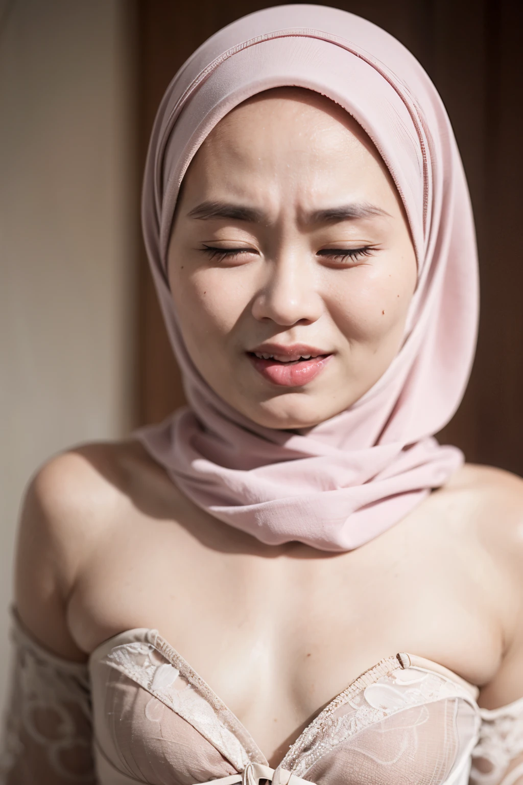((Red)), ((Big Tits:0.6)), ((Flat Chest:1.6)), Wear sunglasses and act like Rosyam, ((Closed Eyes)), ((Strapless Colourful bra Flat Chest)), Naked, Angry pose, Angry face, (((HIJAB MALAY GIRL))), masutepiece, High quality, UHD 45K, Realistic face, Realistic skin feeling , A Japanese Lady, 8 , , Very cute and baby-like face, (((FLAT CHEST))), (MATRIX WORLD), ((look In front  at the camera and SADNESS)), ((())), (((CUTE GIRL))), ((PEACH PASTEL LIPS)), ((SATIN LACE)), ((CHUBBY)), ((UNDRESS)). Brown, Flat Chest, Wearing G-String. Sitting, from behind view up, seductive pose, (Small face)