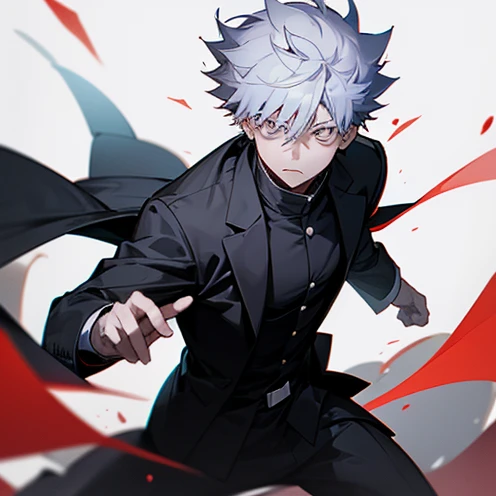 Imagine a student at the Jujutsu Kaisen Spell Technical College, ready to take action against a curse. He's in the middle of an intense battle, in a dark and gloomy urban setting. His name is Yuji Itadori. He is a tall and athletic young man, com cabelos pretos espetados e olhos determinados. Dressed in the , ele exibe uma jaqueta preta com detalhes vermelhos e brancos, symbol of his affiliation as a sorcerer. In your right hand, he wields the cursed finger Sukuna, a powerful object that he uses to face curses. Your posture is agile and aggressive, reflecting your skill and determination in battle. Ao seu redor, we see wreckage of buildings and overturned cars, showing the traces of the fierce battle that is taking place. An aura of mystical energy surrounds Yuji, indicating his mastery over the magical arts. He is ready to fight to the end to protect the innocent and maintain balance between the world of humans and curses..