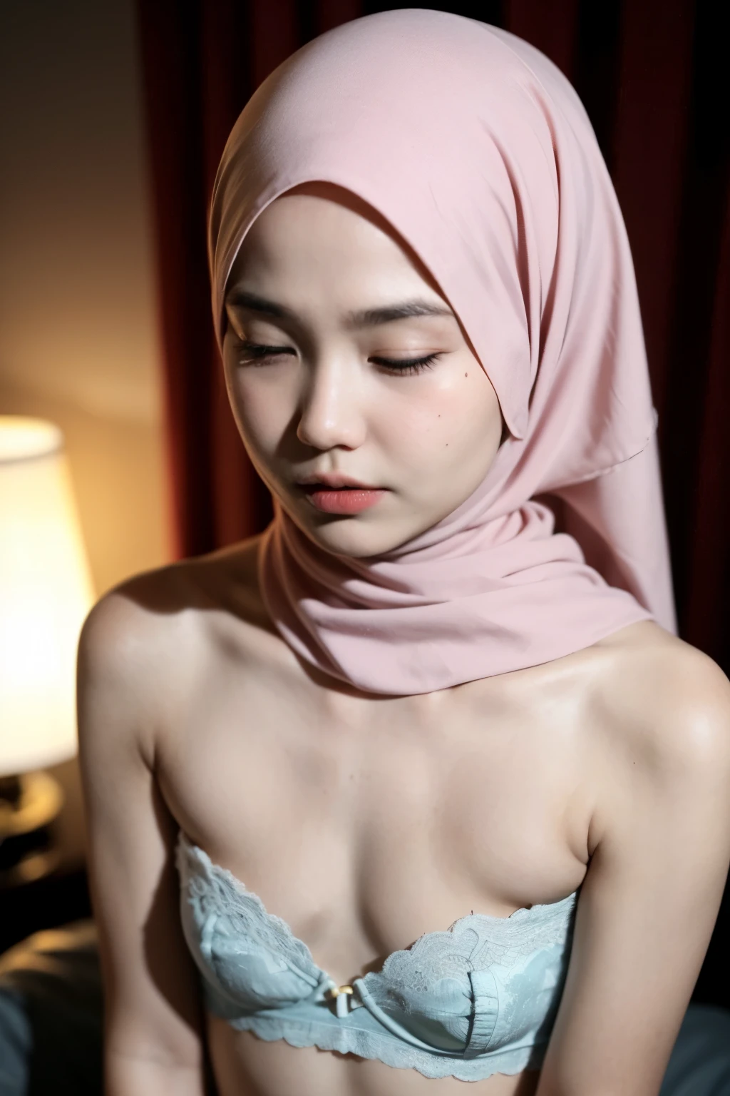 ((RED COLORFUL)), ((Big Tits:0.6)), ((Flat Chest:1.6)), Wear sunglasses and act like Rosyam, ((Closed Eyes)), ((Strapless Colourful bra Flat Chest)), Naked, Angry pose, Angry face, (((HIJAB MALAY GIRL))), masutepiece, High quality, UHD 45K, Realistic face, Realistic skin feeling , A Japanese Lady, 8 years old, , Very cute and baby-like face, (((FLAT CHEST))), (MATRIX WORLD), ((look In front  at the camera and SADNESS)), ((())), (((CUTE GIRL))), ((PEACH PASTEL LIPS)), ((SATIN LACE)), ((CHUBBY)), ((UNDRESS)). Brown, Flat Chest, Wearing G-String. Sitting, from behind view up, seductive pose, (Small face)