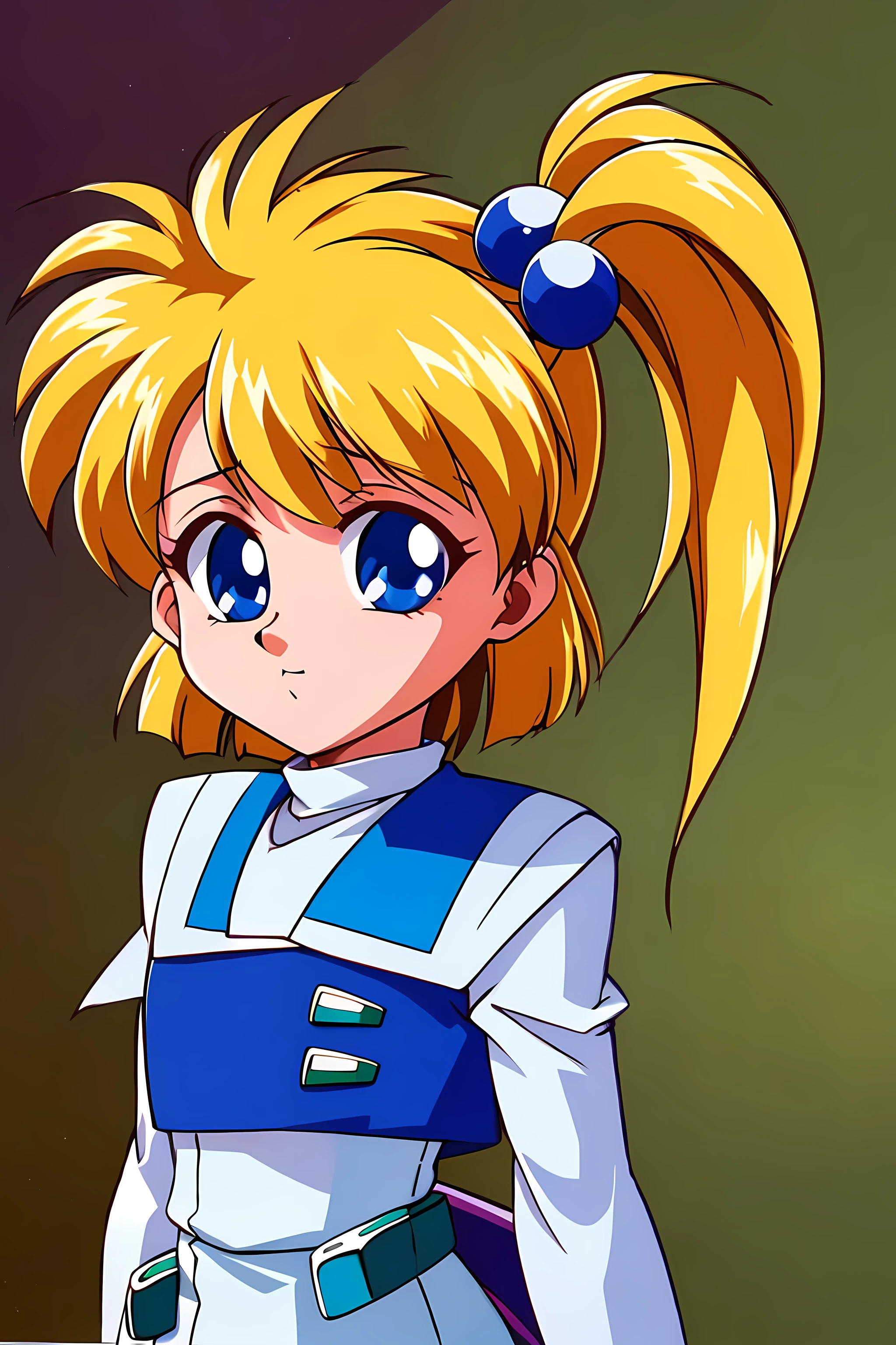 (highest quality:1.3),(ultra-Familiar:1.5),High resolution,extremely Familiar CG,unity 8k wallpaper,Official Art,Familiar,super Familiar skin,Perfect Anatomy,beautiful Familiar eyes,(Anime screenshots:1.11),Very delicate and beautiful,90s Anime,90s Anime style,cell shaded anime,1 girl,alone,1990s \(style\), retro artstyle
((PulesiaZenosakis:1.52)),blue eyes, blonde hair, hair bobbles, short hair, side ponytail,hair ornament,(li:1.1)